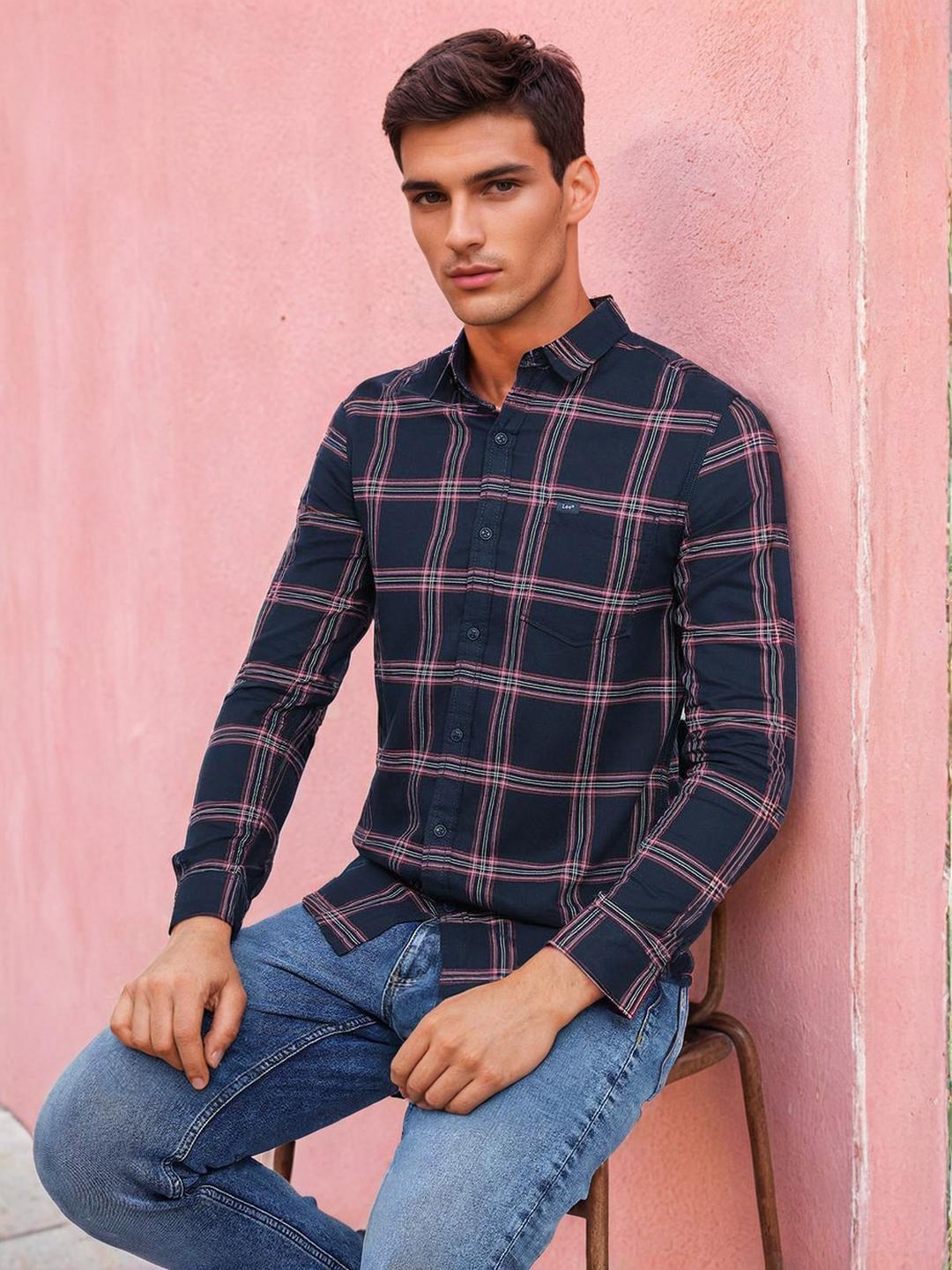 Lee Tartan Checked Slim Fit Opaque Cotton Casual Shirt