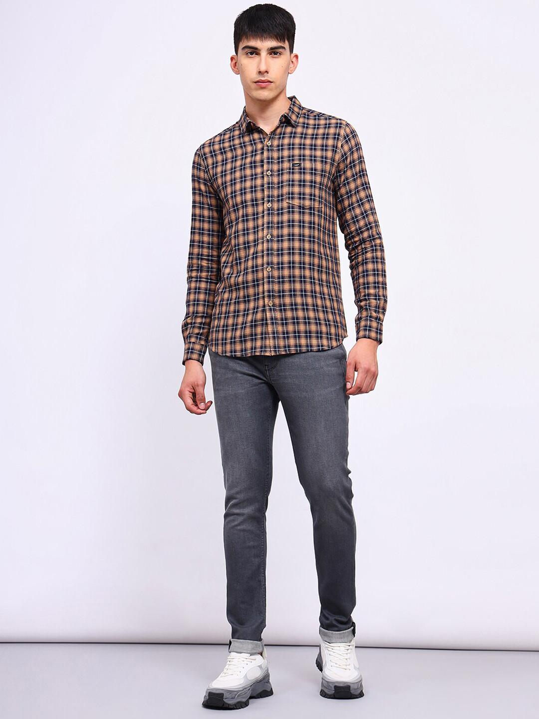Lee Tartan Checked Slim Fit Opaque Cotton Casual Shirt