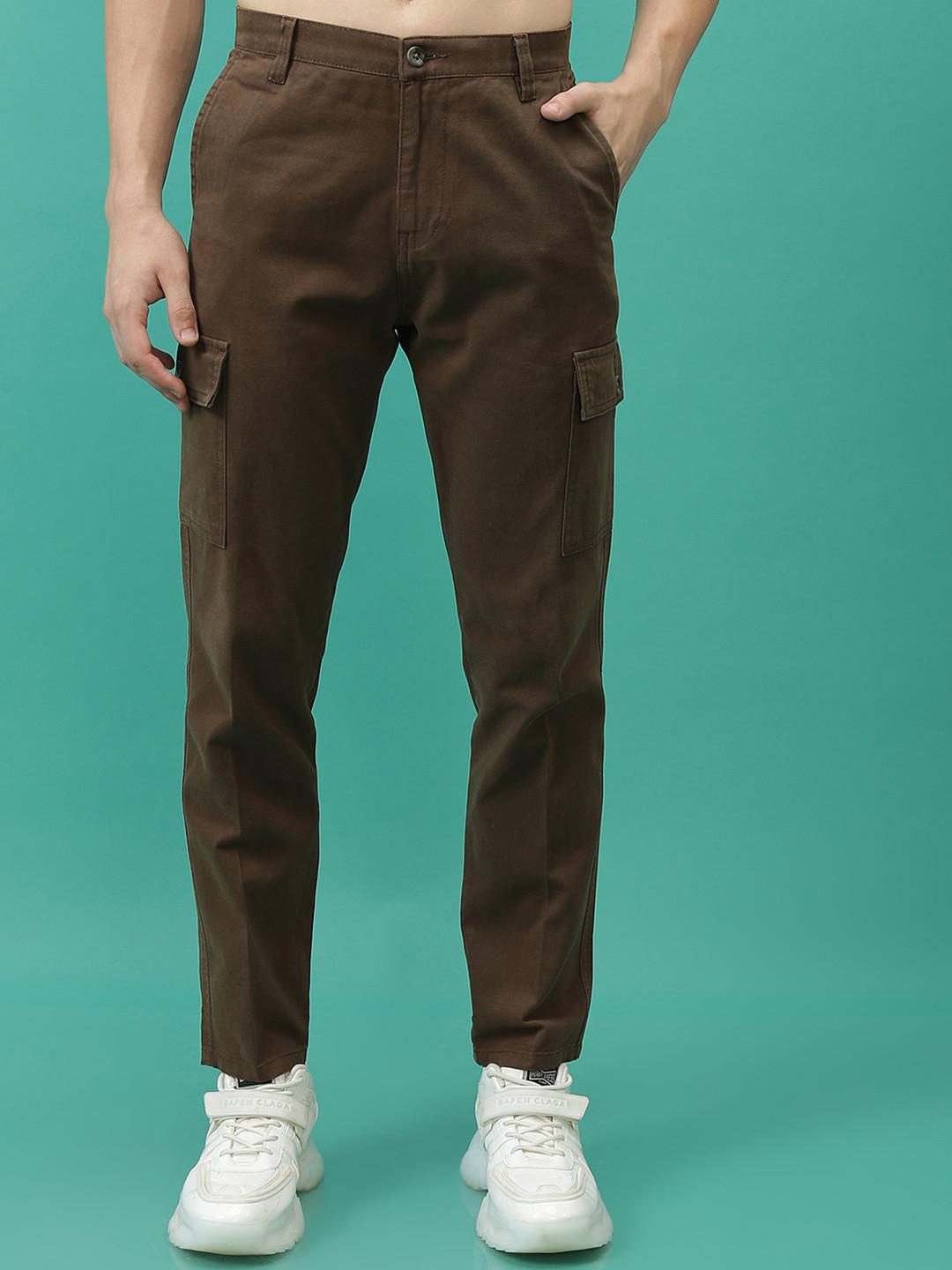 HIGHLANDER Men Plain Mid-Rise Cotton Regular Fit Cargos