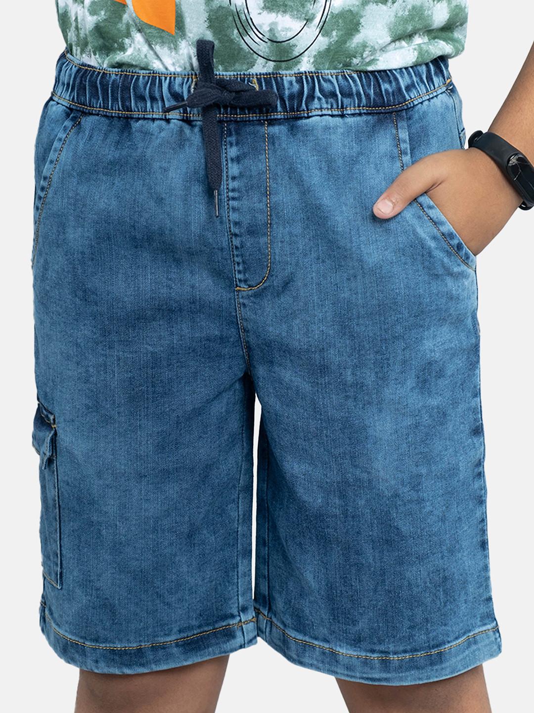 KiddoPanti Boys Washed Denim Shorts