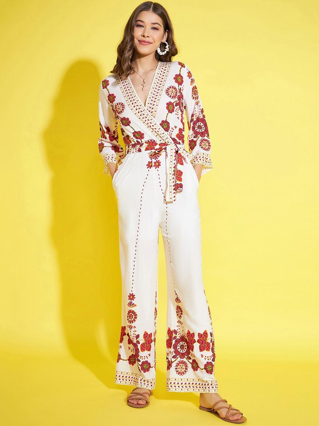 StyleStone Floral Printed Angrakha Basic Jumpsuit