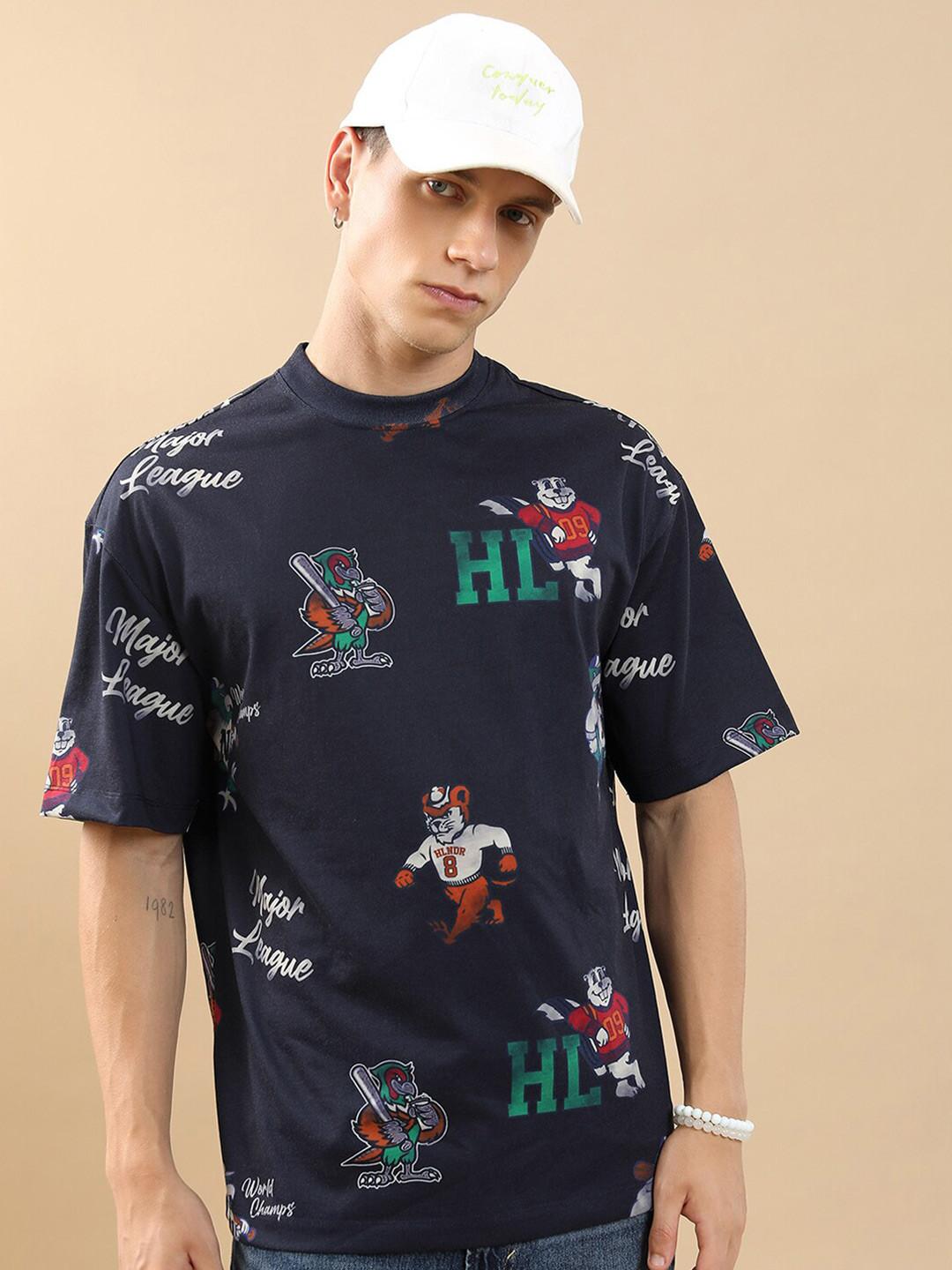 HIGHLANDER Unisex Graphic Printed Drop-Shoulder Sleeves Oversized T-shirt