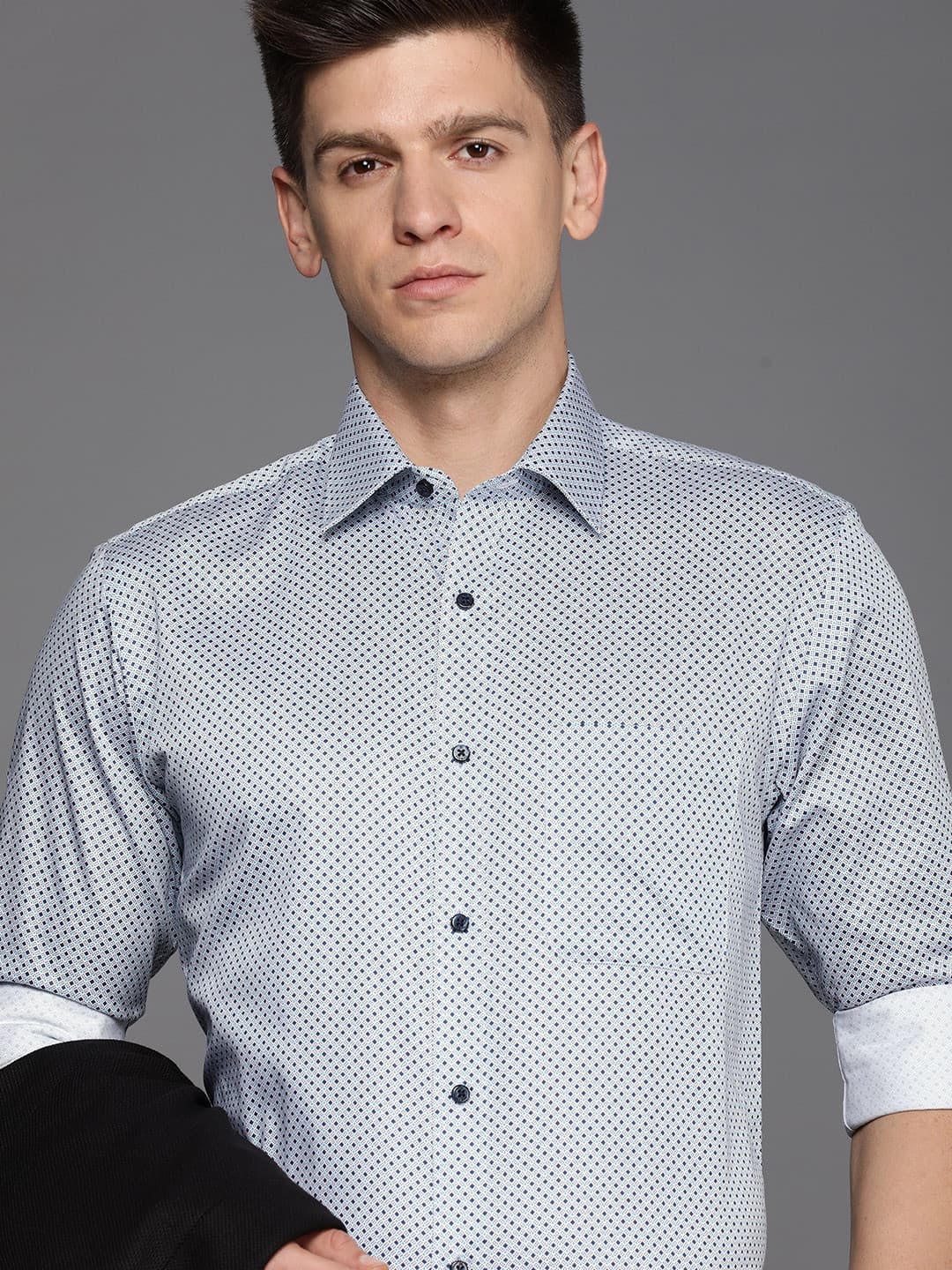 Raymond Pure Cotton Slim Fit Geometric Printed Formal Shirt