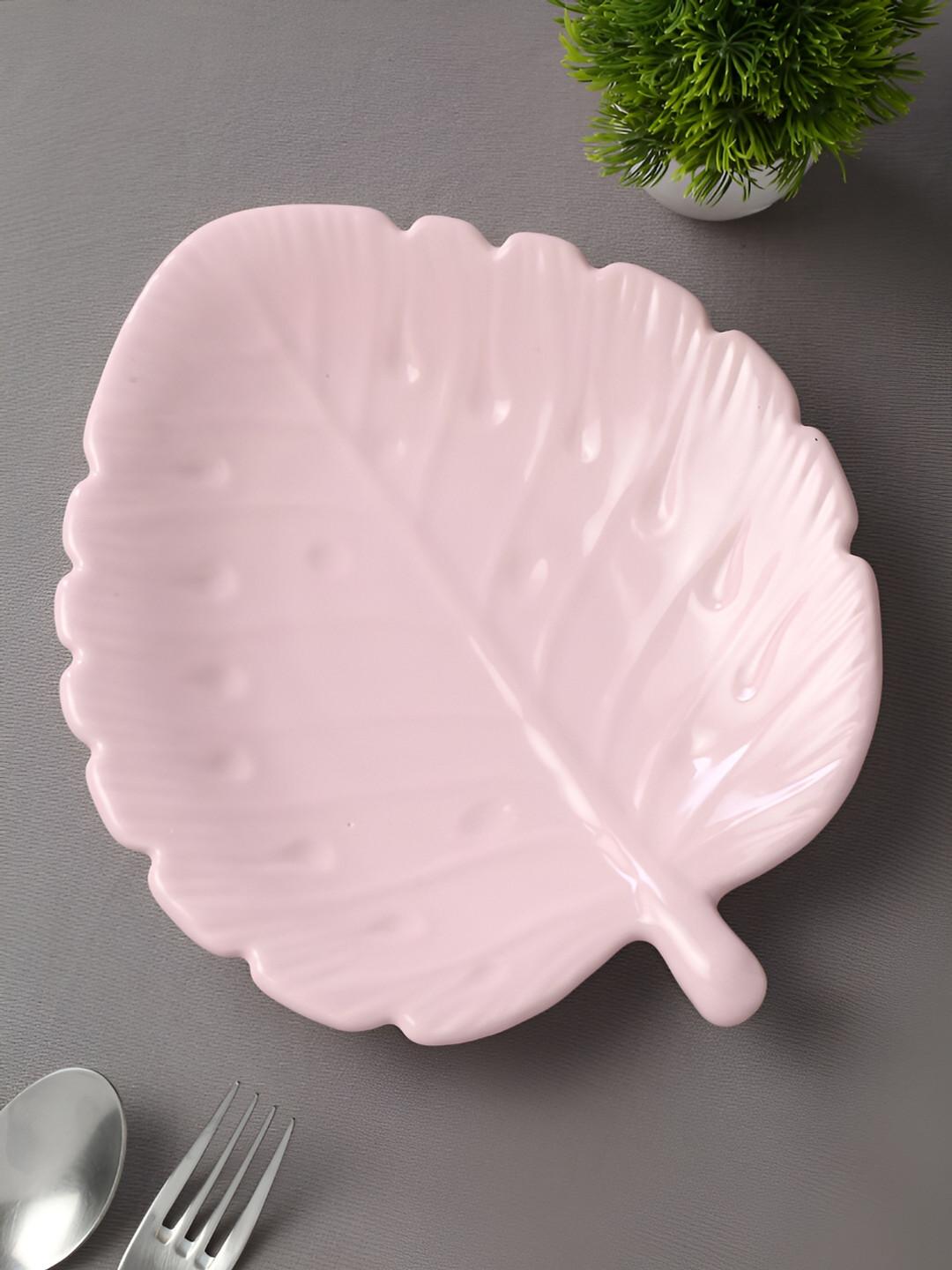 Shilpkara Pink 1Pieces Ceramic Microwave Safe Food Platter Serveware