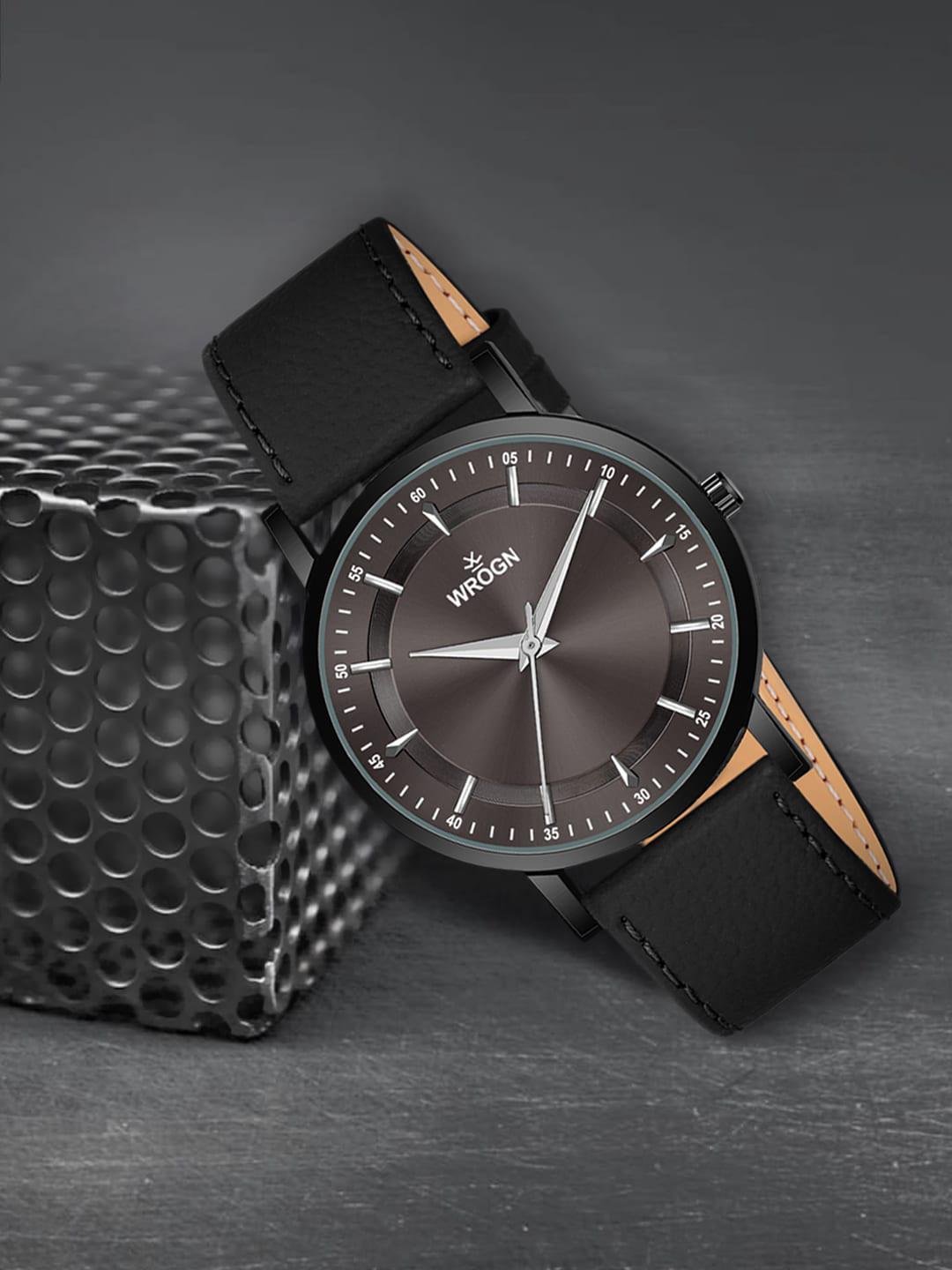 WROGN Men Printed Dial & Leather Straps Analogue Watch HOBWRG0446