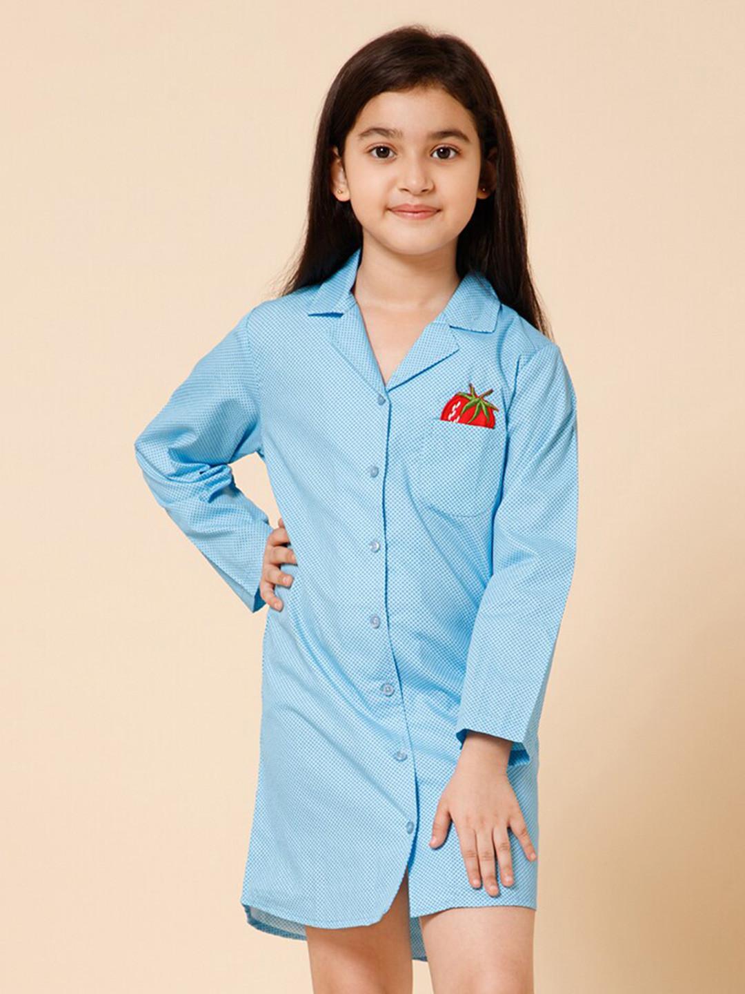 PICCOLO Girls Polka Dot Printed Pure Cotton Shirt Nightdress