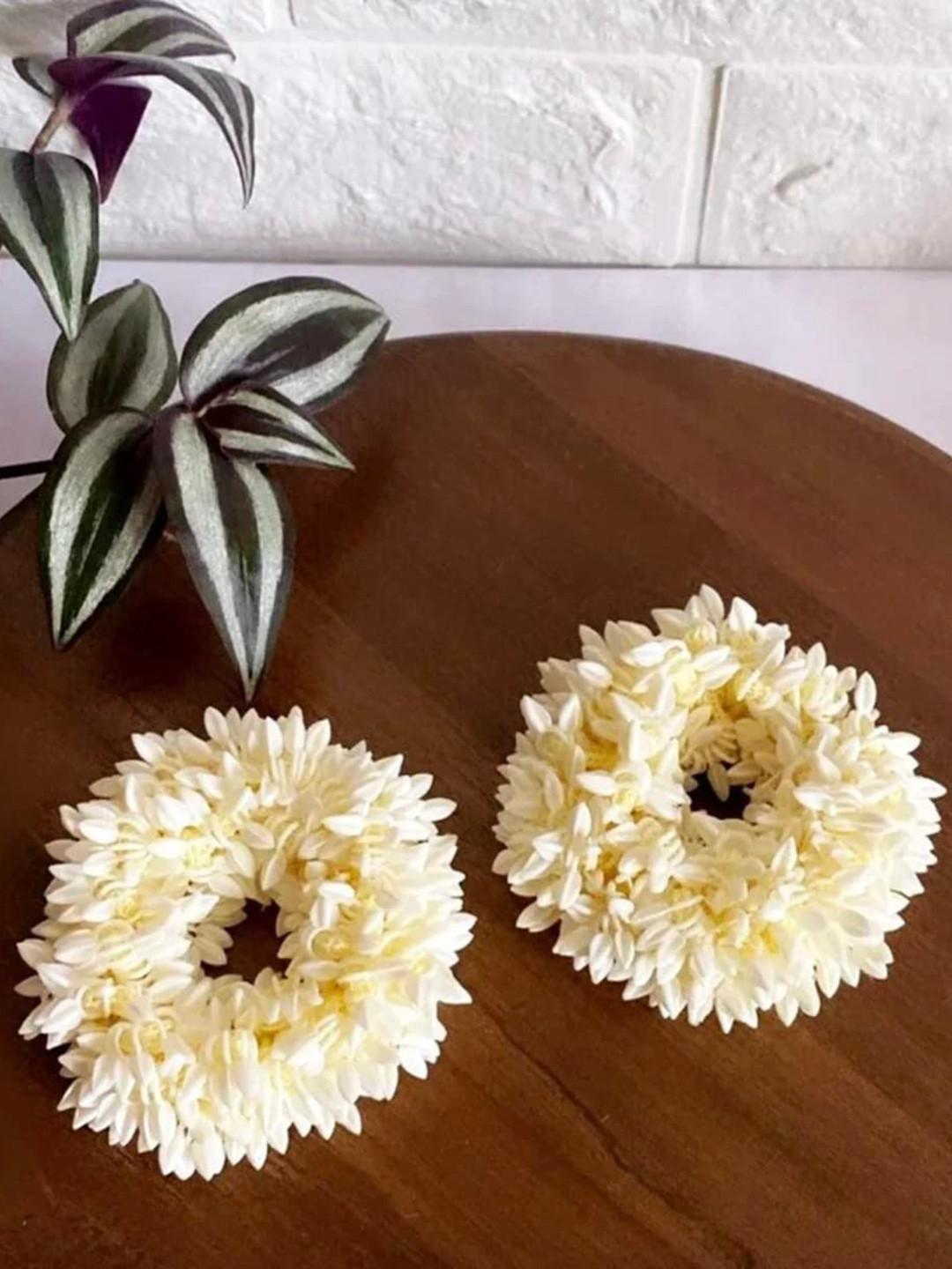 CHRONEX Set Of 2 Mogra Gajra Bun Rubber Band Scrunchie