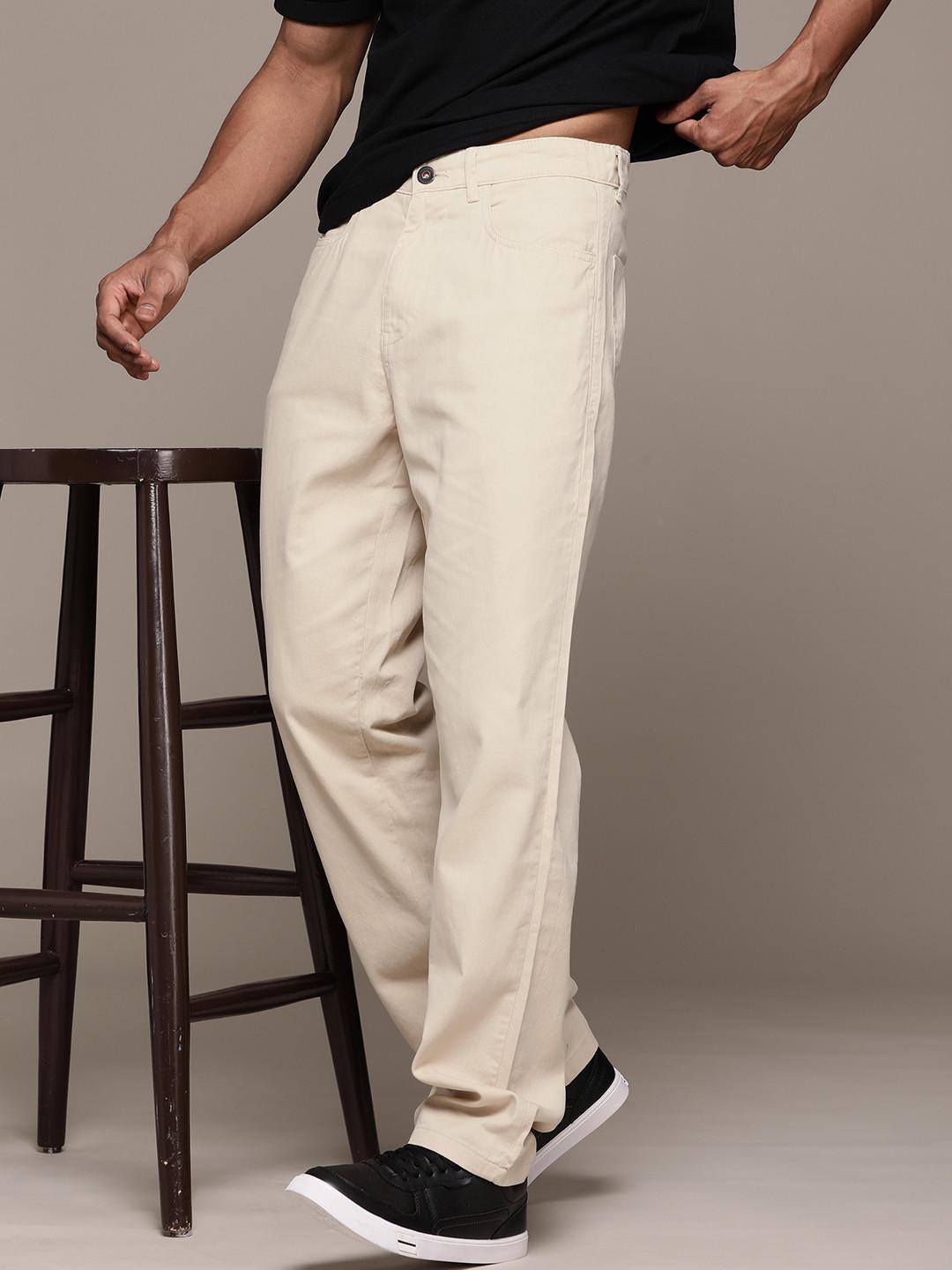 The Roadster Lifestyle Co. Men Pure Cotton Straight Fit Trousers