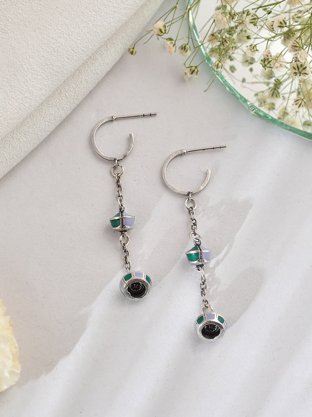 Zulu Zola Enamelled Dangle Hoop