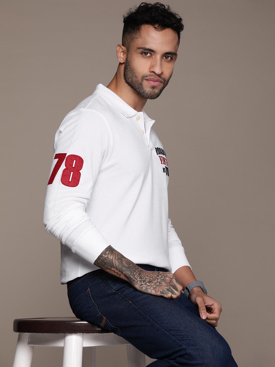 Roadster Men Brand Logo Printed Polo Collar Cotton T-shirt