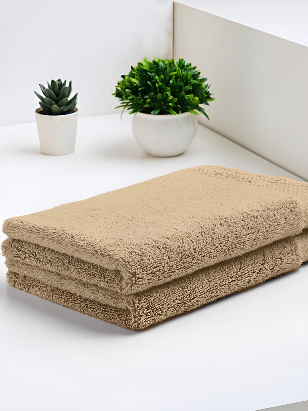 SPACES Luxury Beige 2 Pieces Cotton Hand Towels