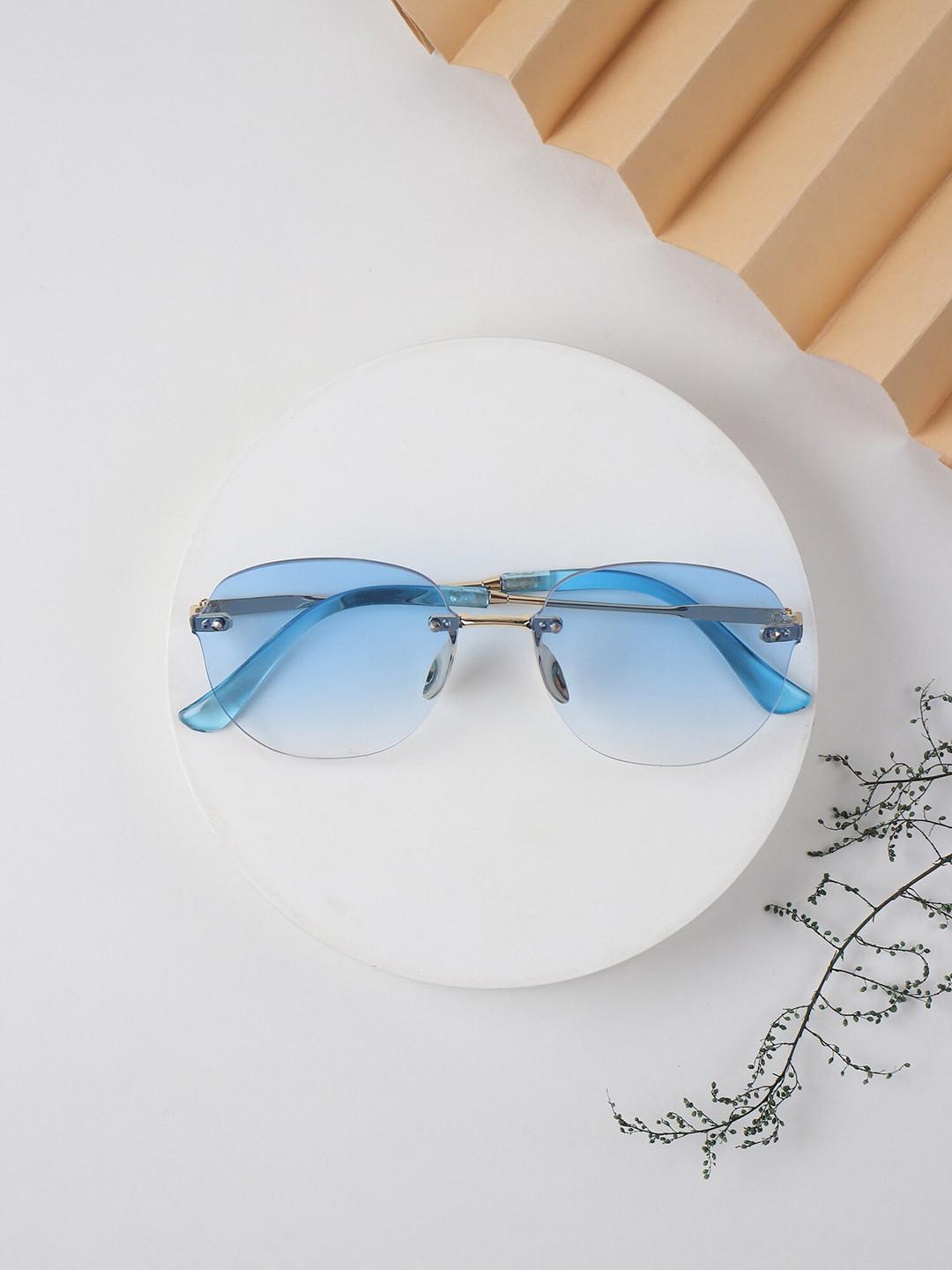 DressBerry Women Blue Round Sunglasses with UV Protected Lens-6005 blue