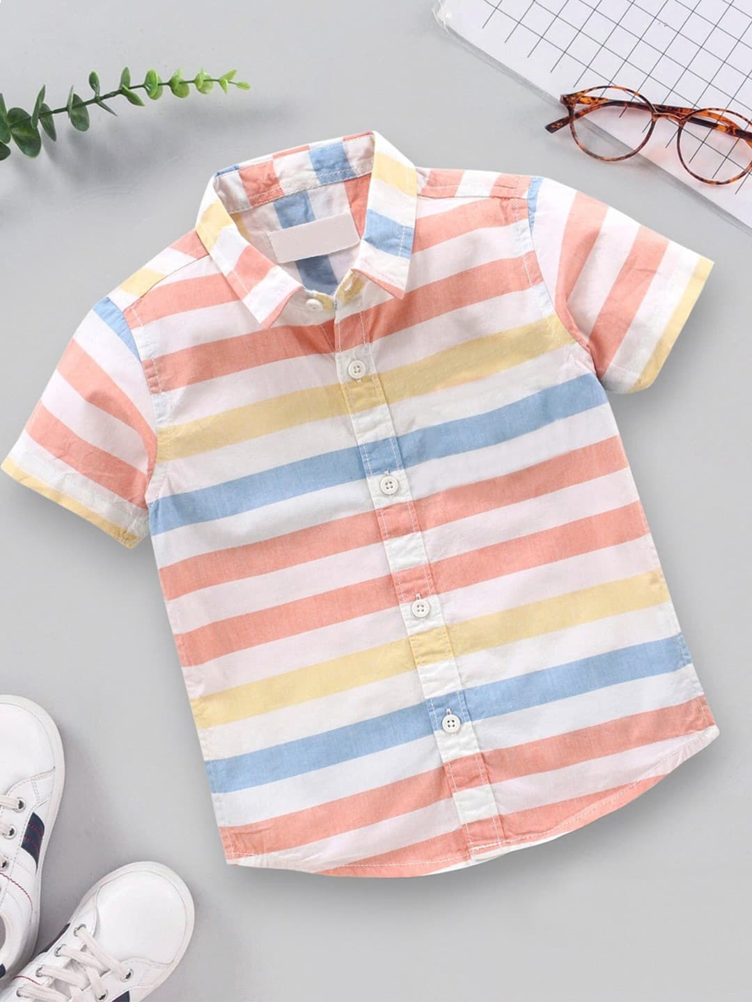 BAESD Boys Striped Printed Formal Shirt