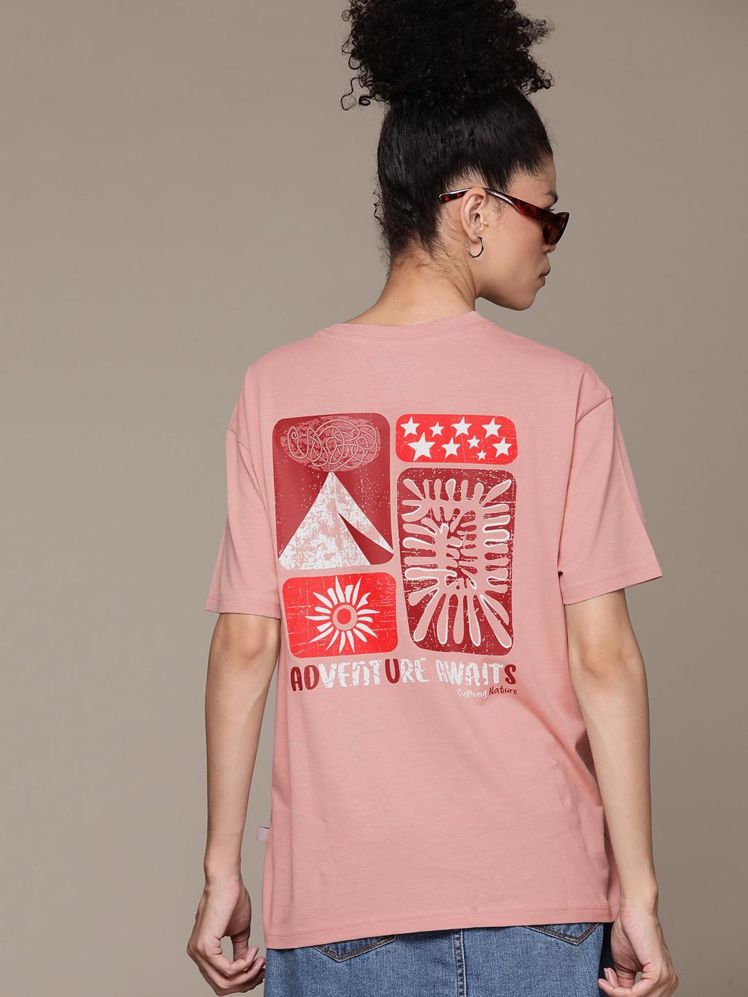 The Roadster Lifestyle Co. Women Printed Pure Cotton Oversized T-shirt