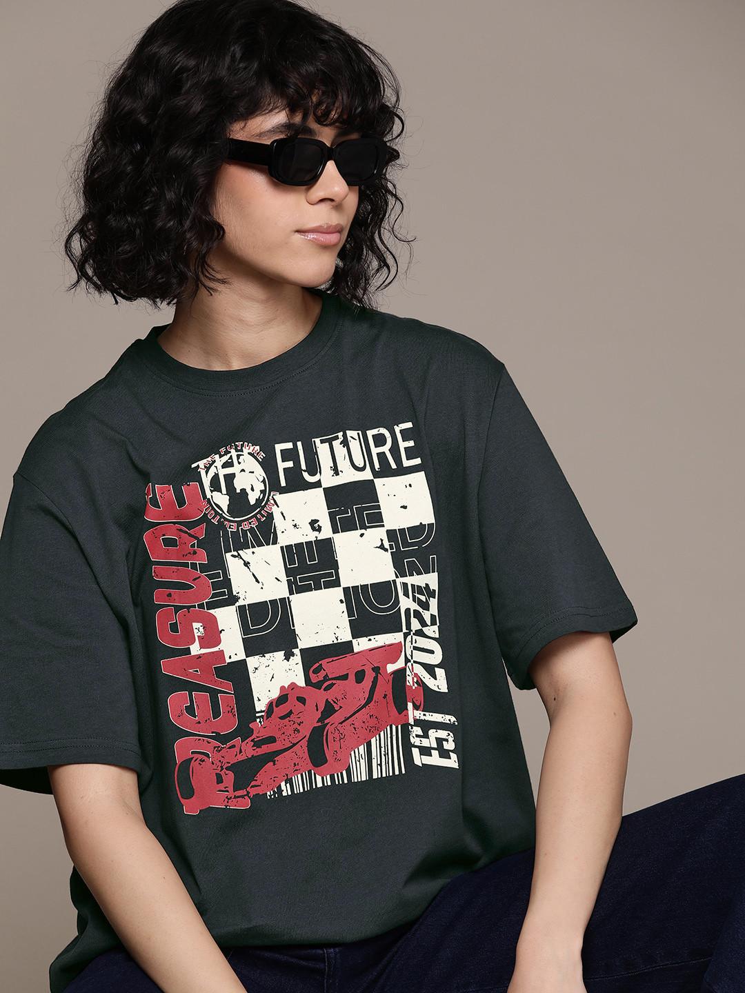 The Roadster Lifestyle Co. Printed Oversized Cotton T-shirt
