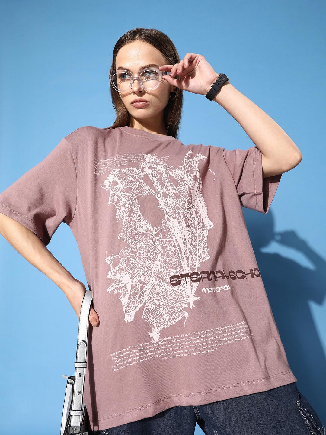 The Roadster Life Co. Graphic Printed Drop-Shoulder Sleeves Oversized T-shirt