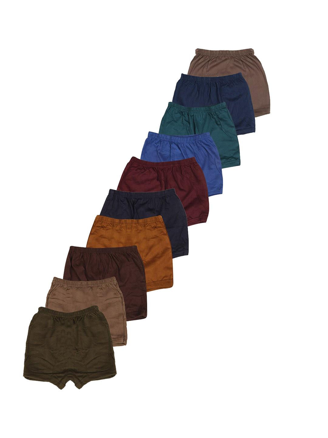 YELLOWDELIGHT Boys Pack Of 10 Cotton Boy Shorts YD 539 Boys Plain Drawer 6-12 M-10