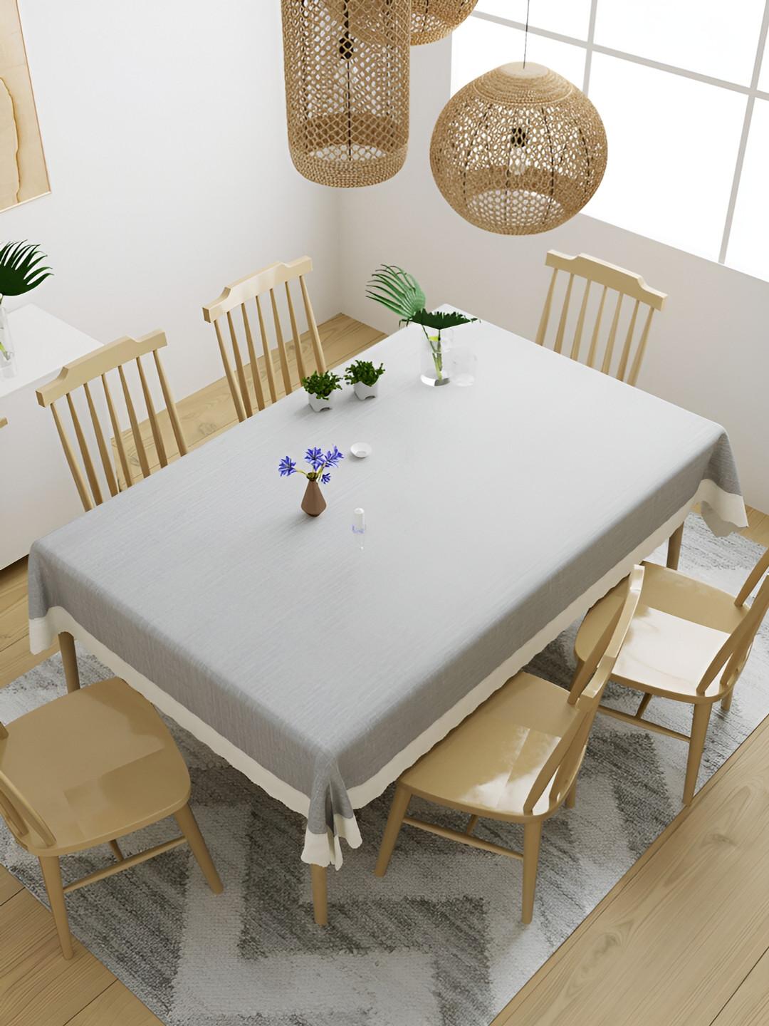 Aura Grey Waterproof 6-Seater Table Cover with Textured details