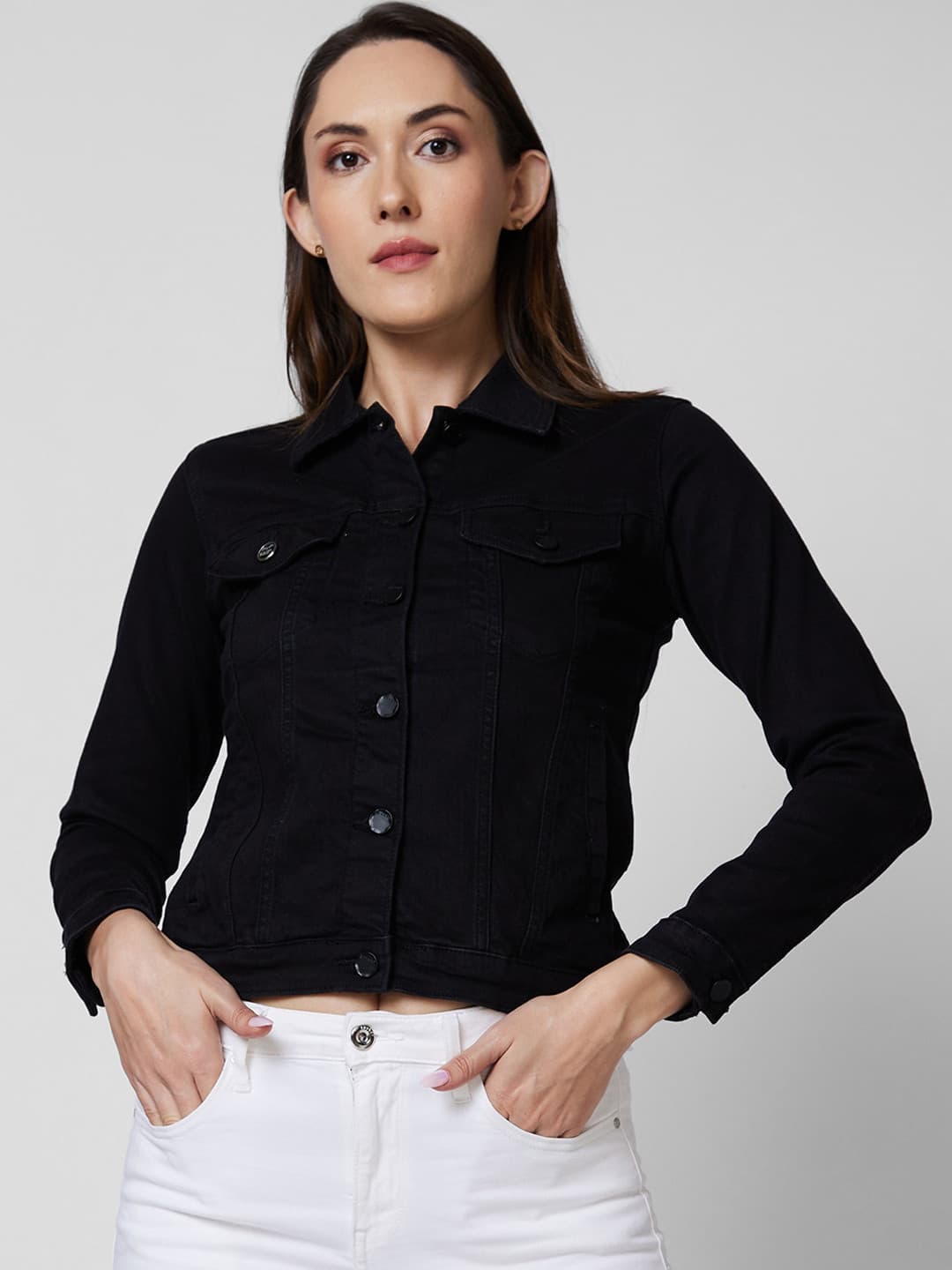SPYKAR Long Sleeves Crop Denim Jacket