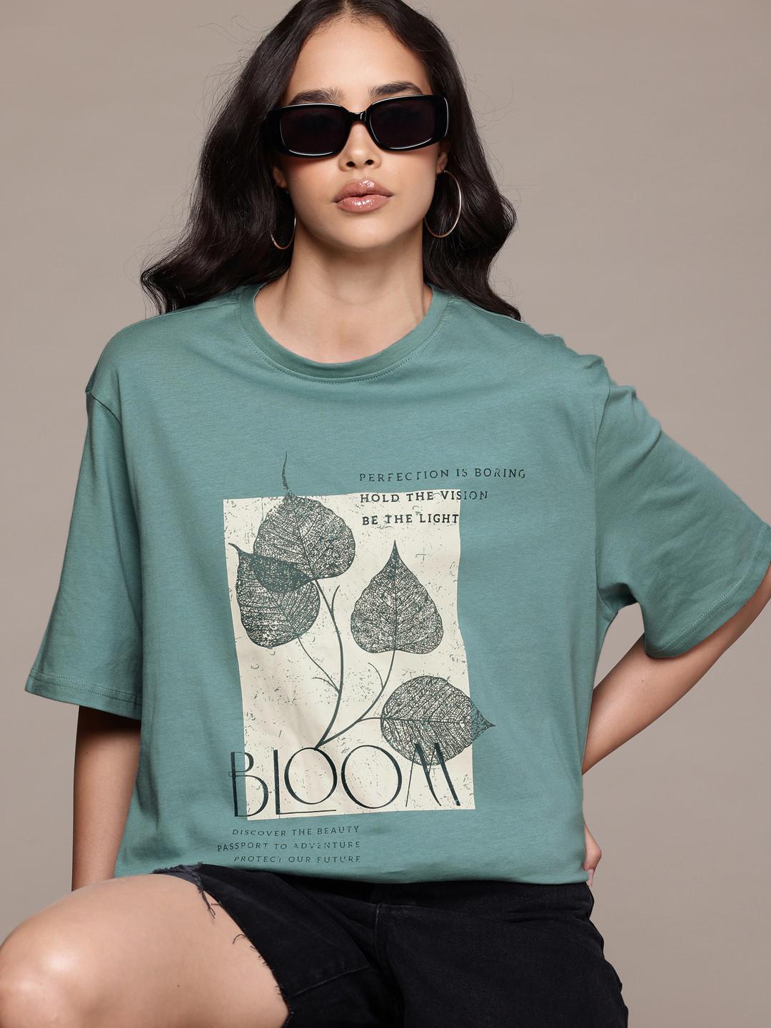 The Roadster Lifestyle Co. Women Graphic Print Cotton Oversized T-shirt