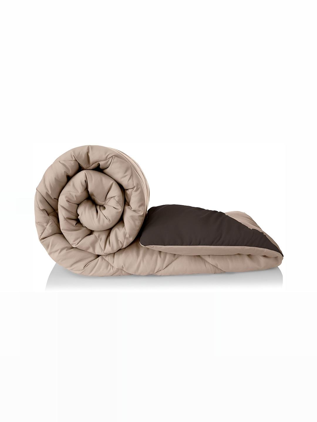 Comfowell Beige & Brown Heavy Winter 233 GSM Single Bed Quilt