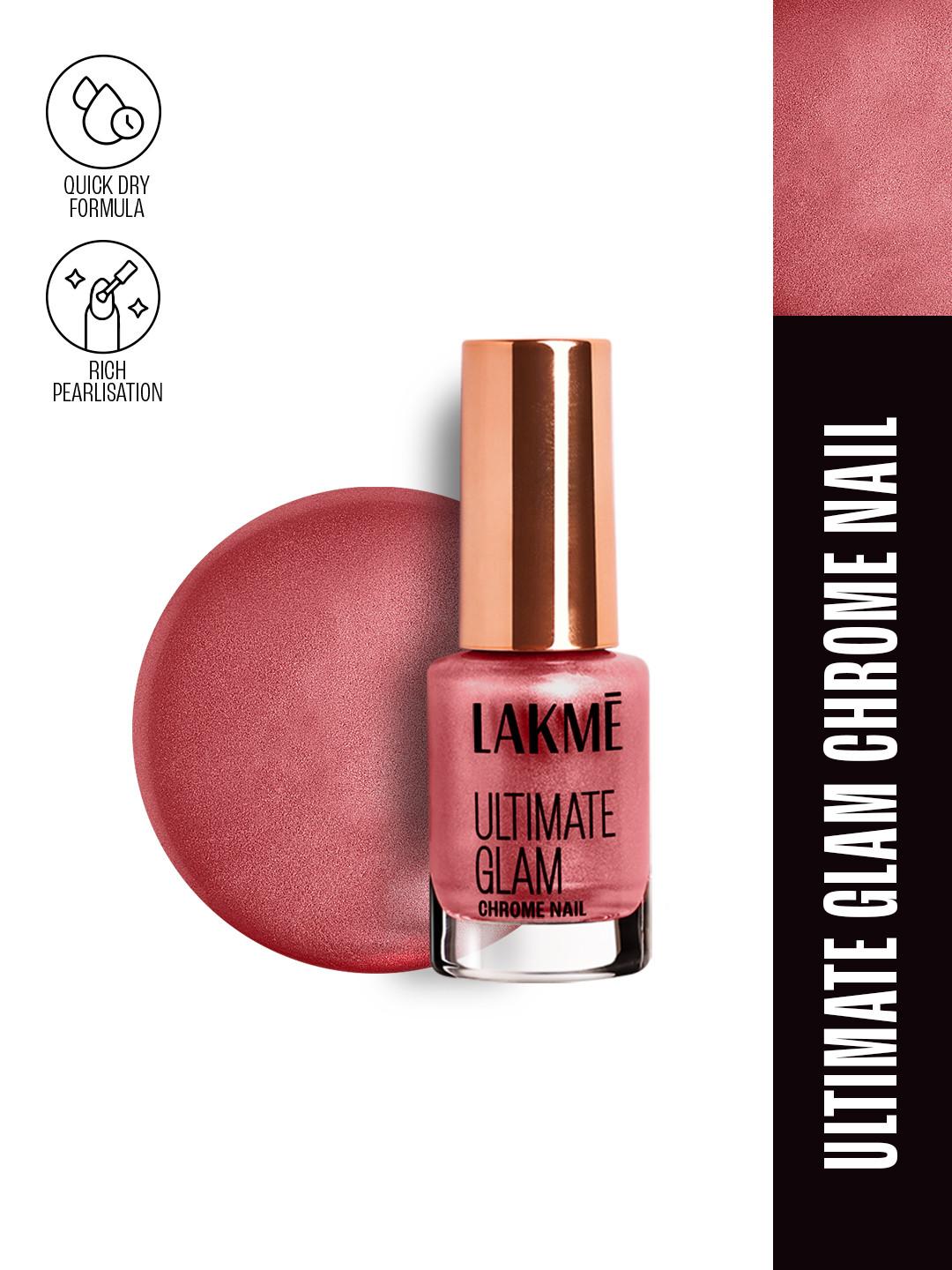 Lakme Ultimate Glam Quick Dry Chrome Metallic Finish Nail Polish 6ml - CH8 Red