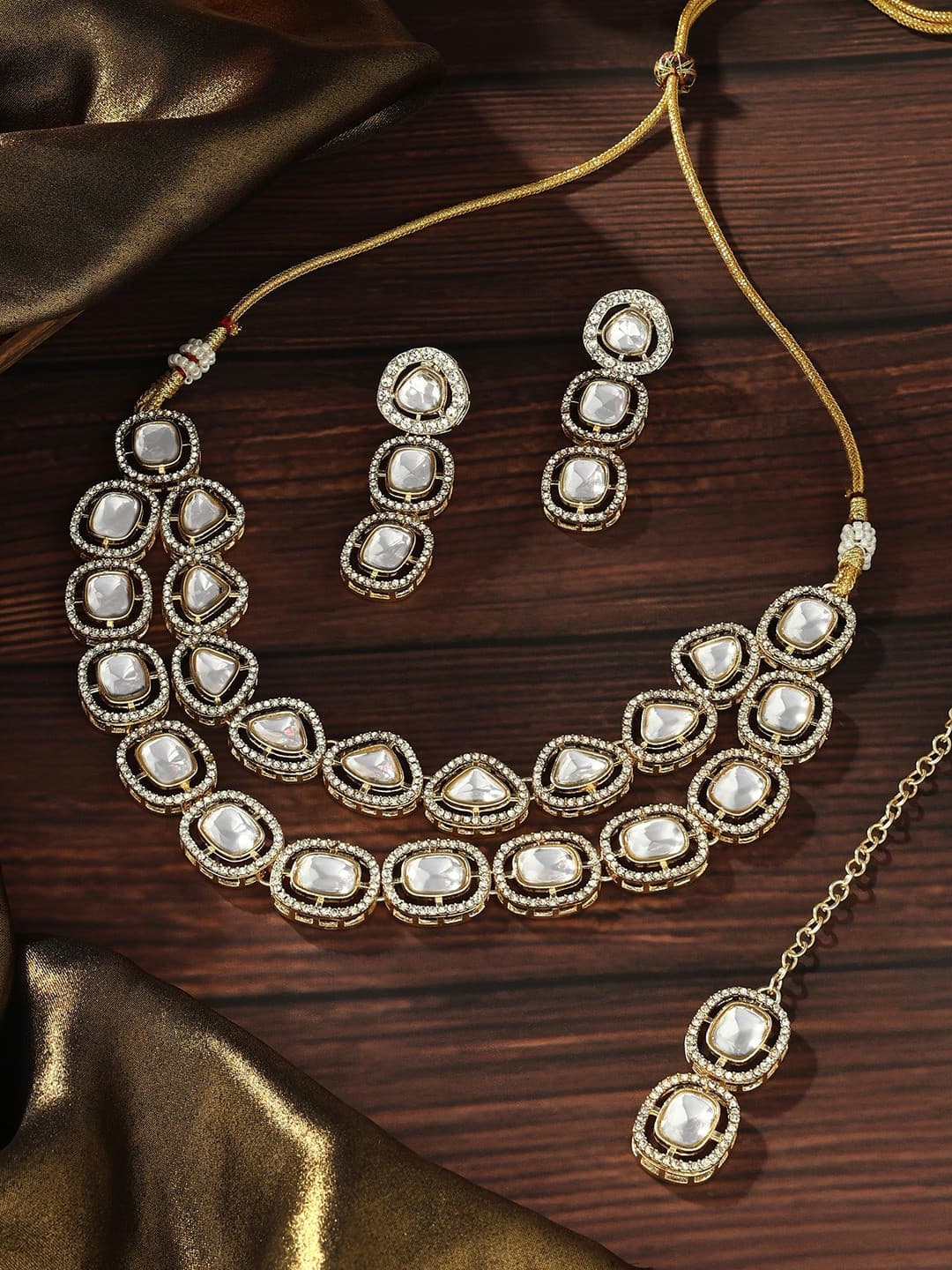 AMI Gold-Plated AD-Studded Jewellery Set