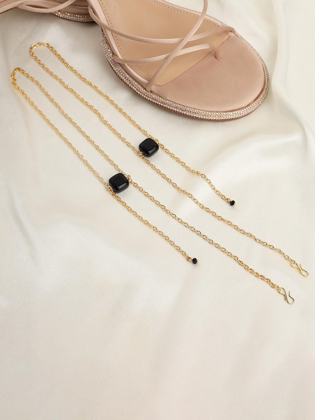 BeAbhika Set Of 2 Gold-Plated Heel Wrap Anklets
