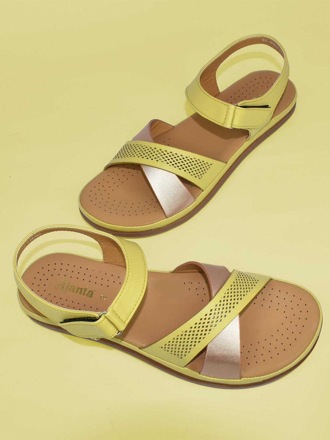 Ajanta Laser Cut Open Toe Flats
