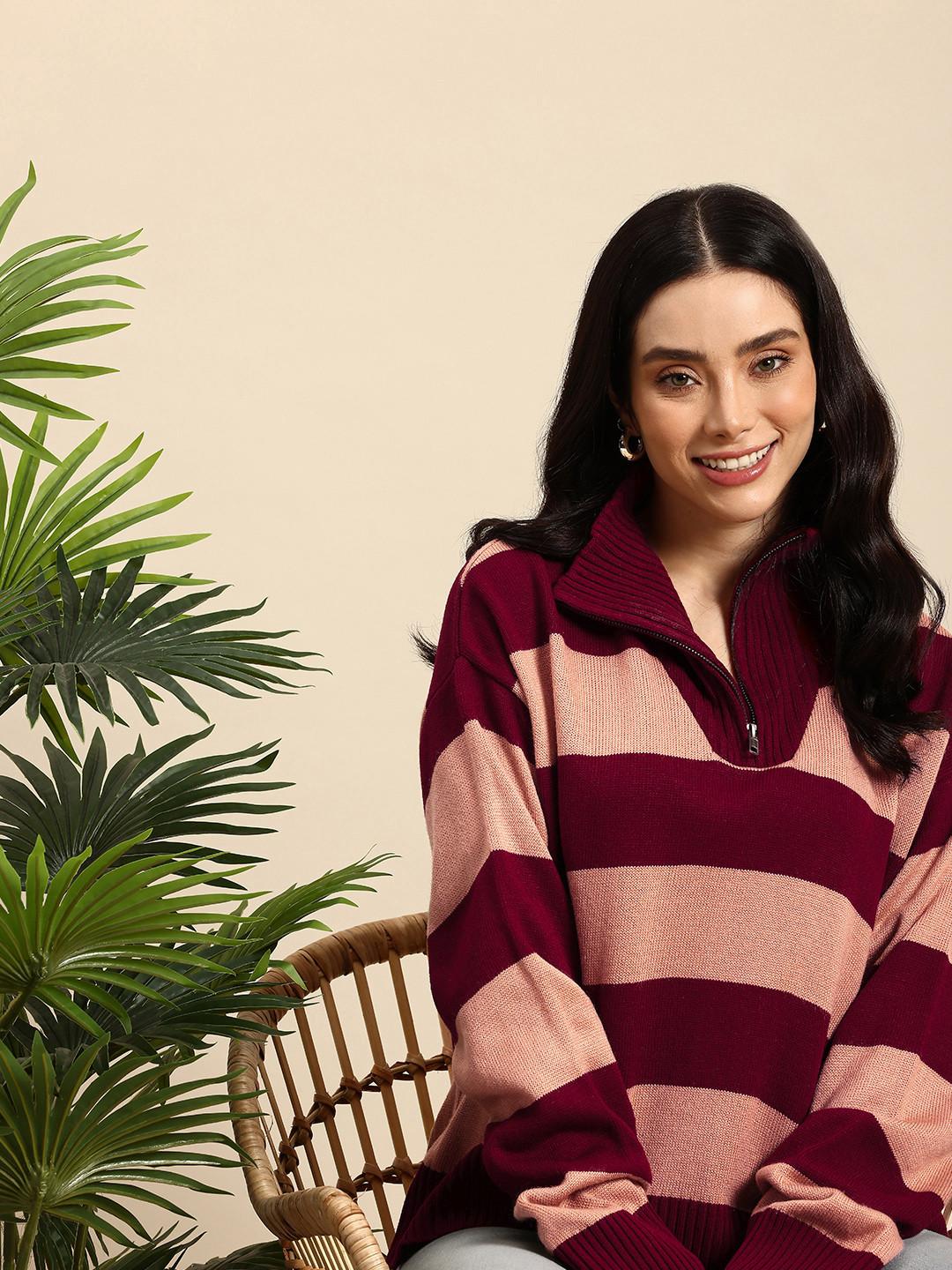 Mast & Harbour Striped Pullover Sweater