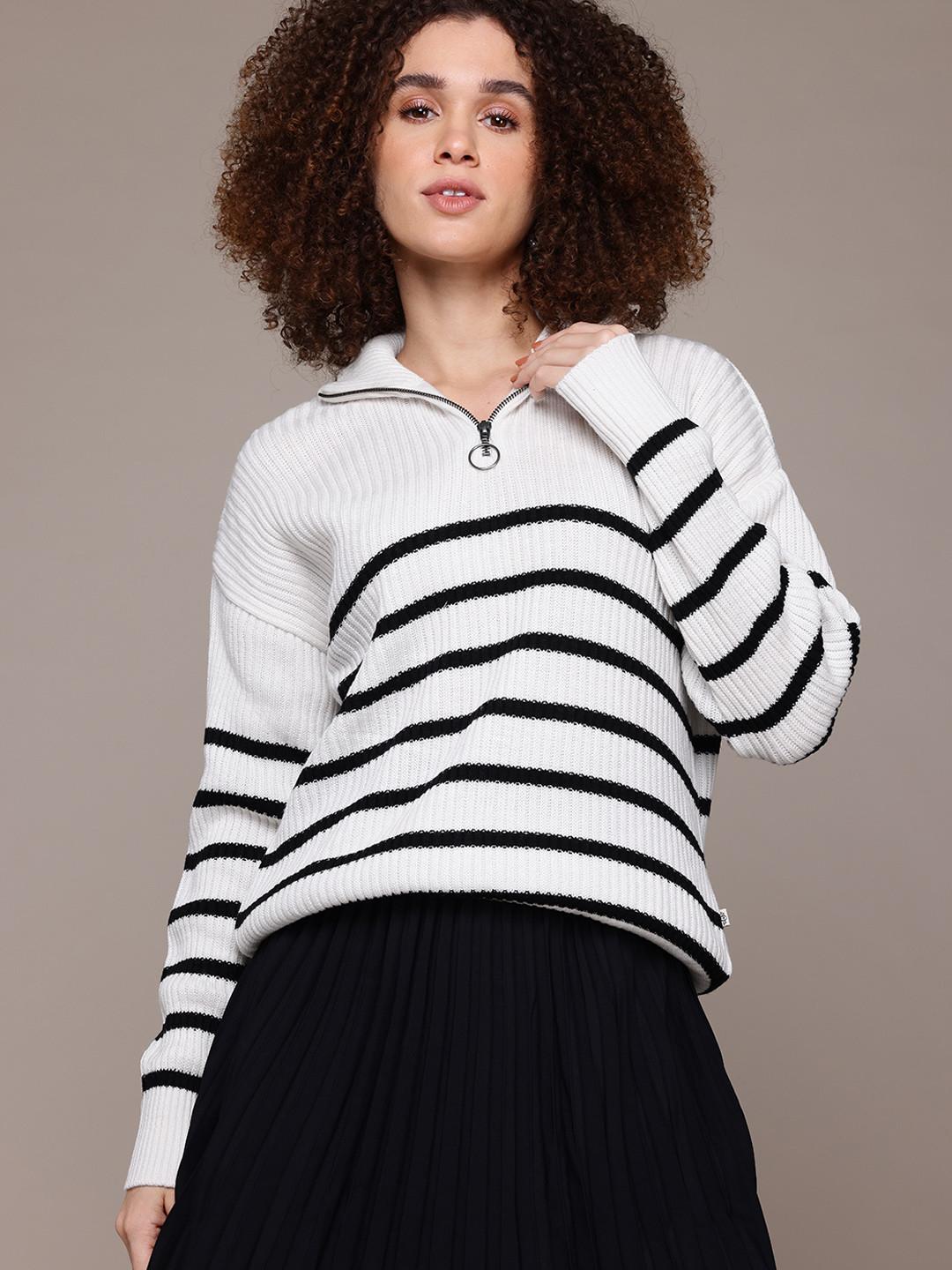 The Roadster Life Co. Mock Collar Striped Pullover