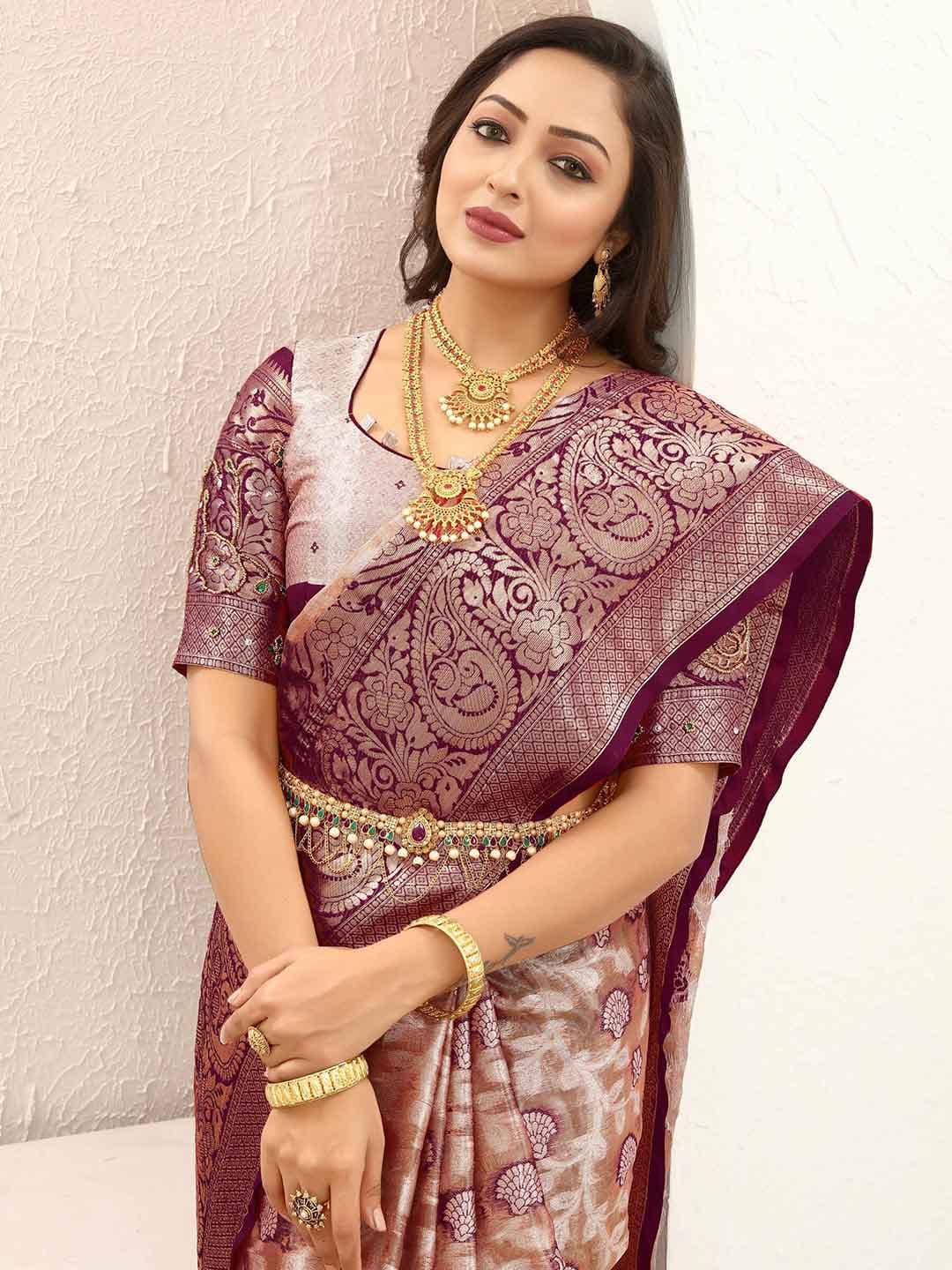 Tankori Floral Woven Design Zari Tissue Kanjeevaram Saree