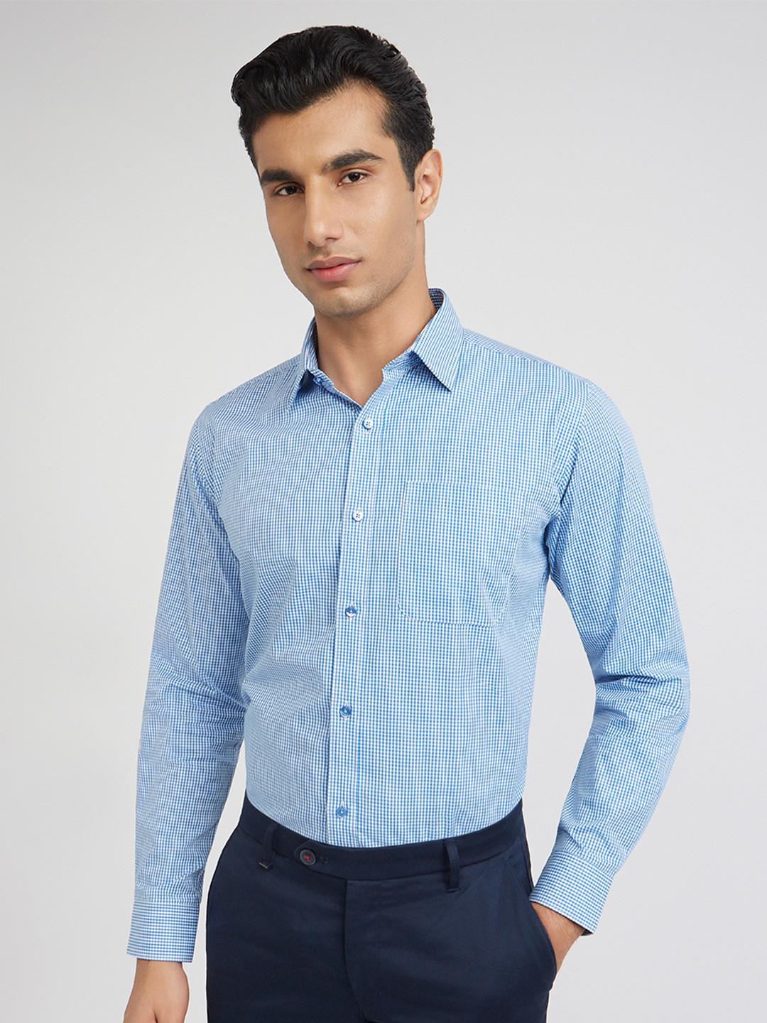 Raymond Slim Fit Gingham Checks Pure Cotton Formal Shirt