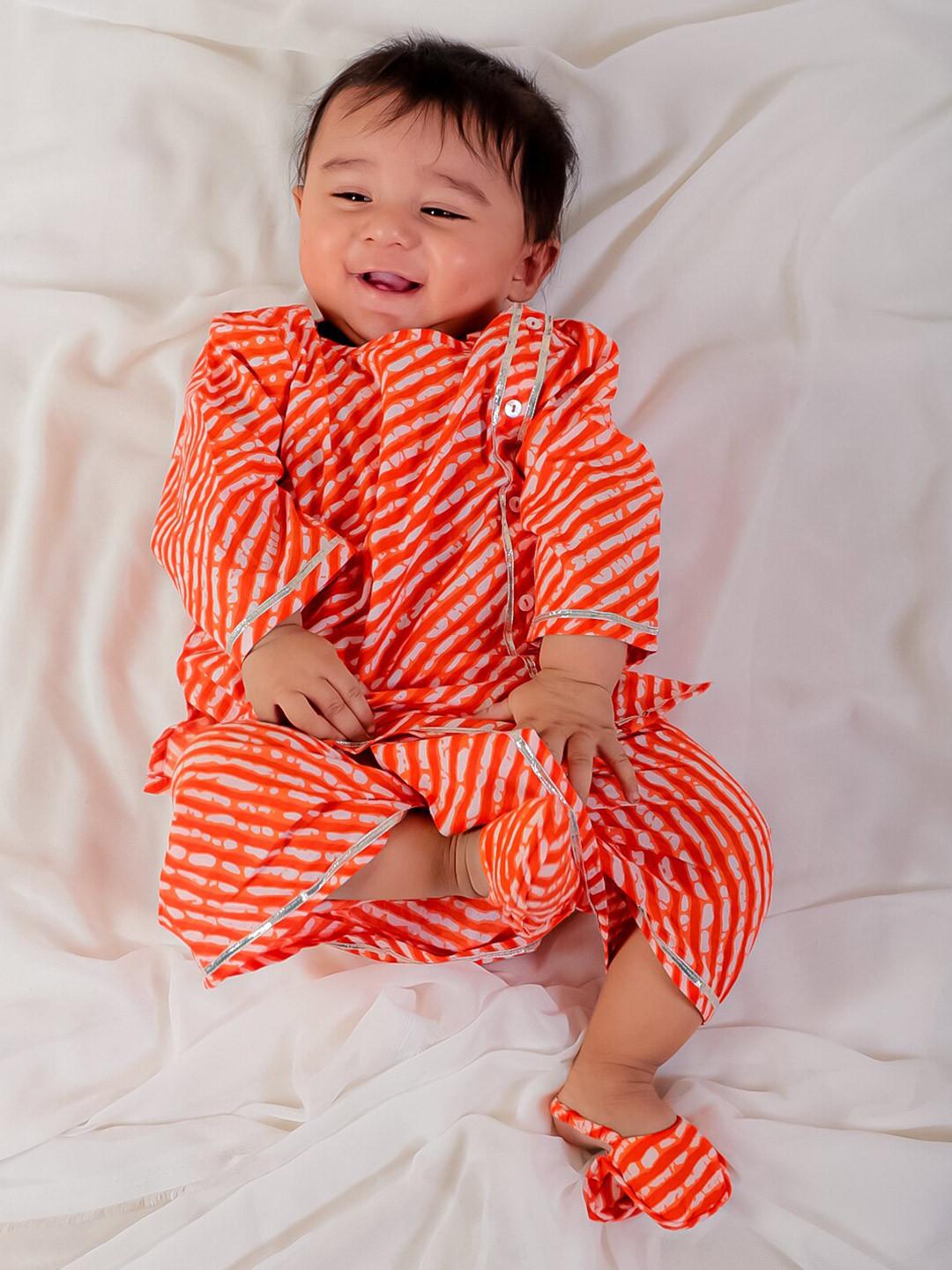 BownBee Infants Printed Pure Cotton Kurta With Dhoti Pants