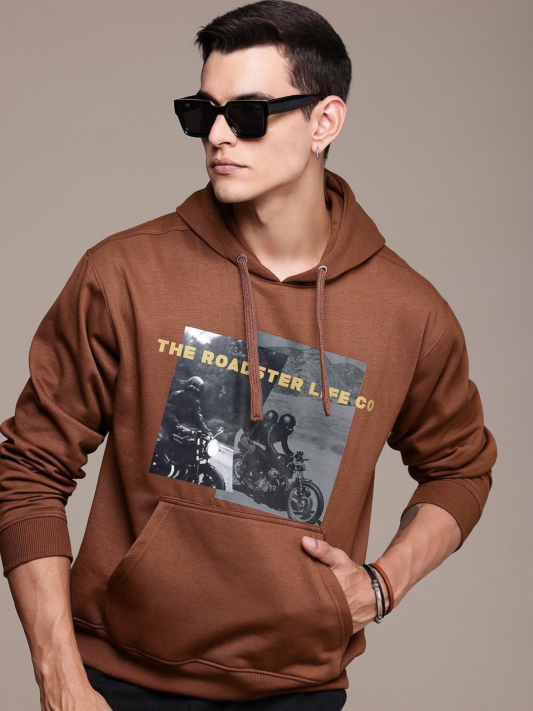 The Roadster Life Co. Graphic Printed Hooded Relaxed Fit Sweatshirt