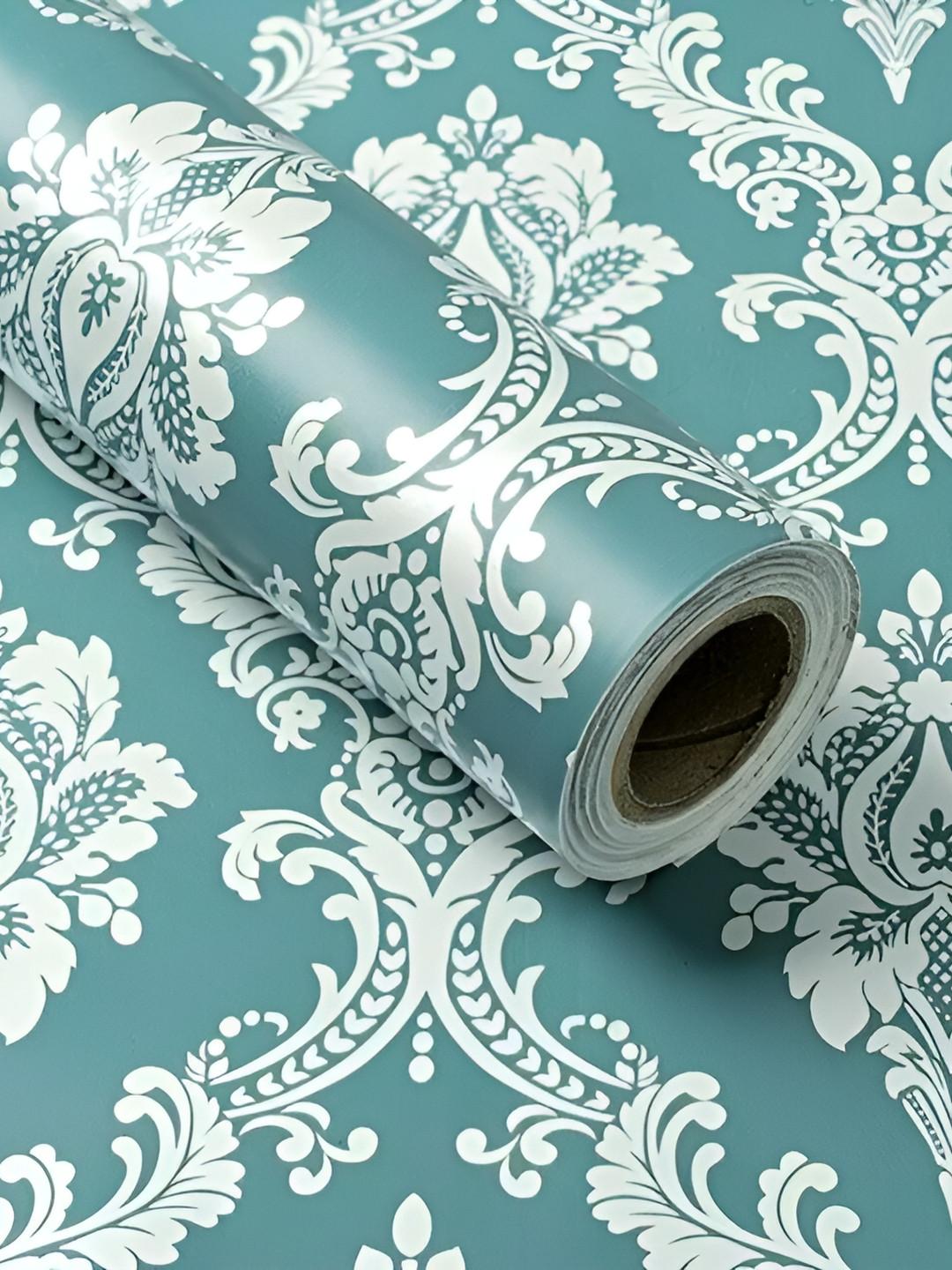 Aura Green & White Printed Self Adhesive Wall Sticker