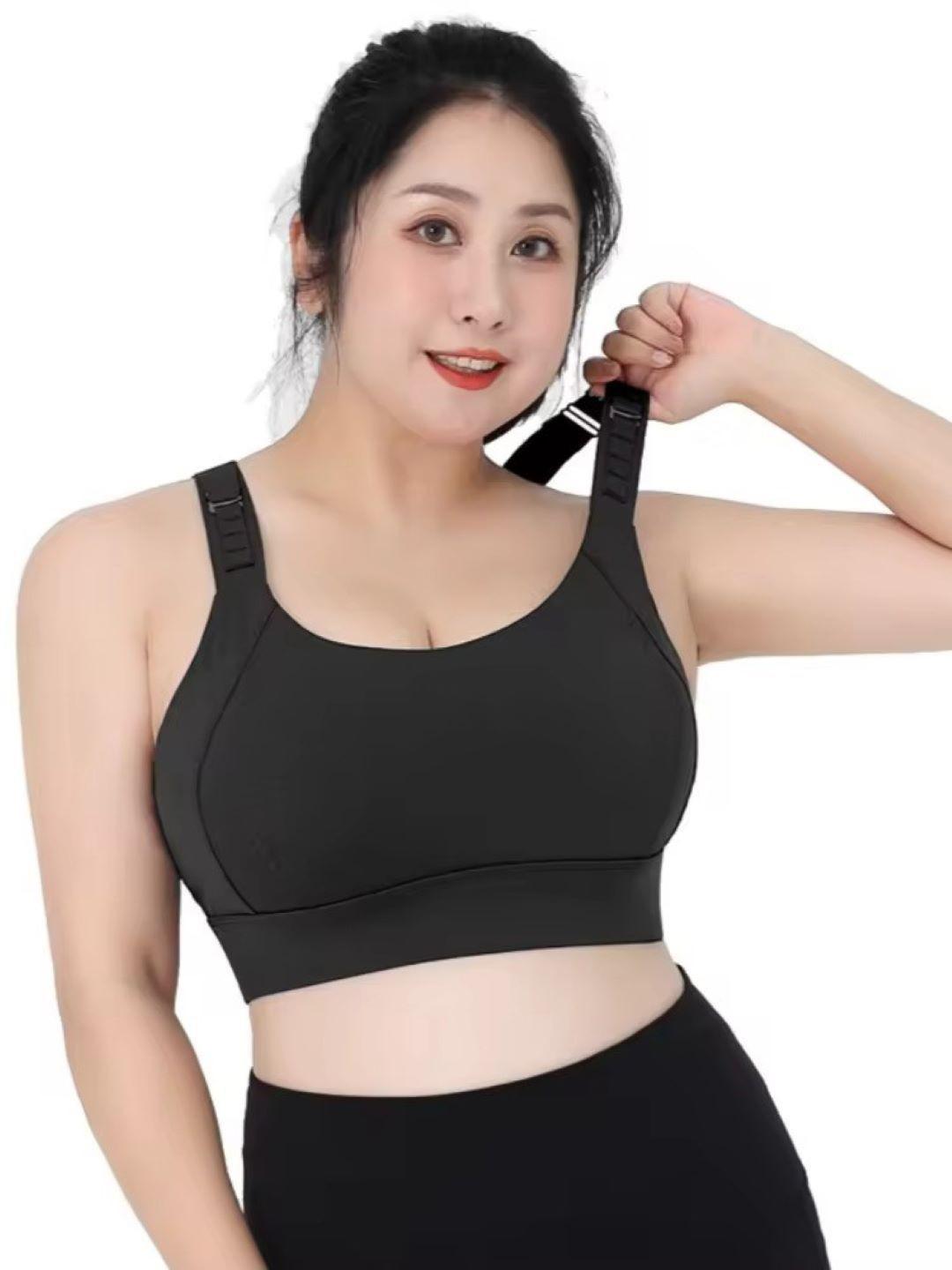 Poftik High Adjustable Black Seamless Full Coverage Removable Padding Non-Wired Workout Bra