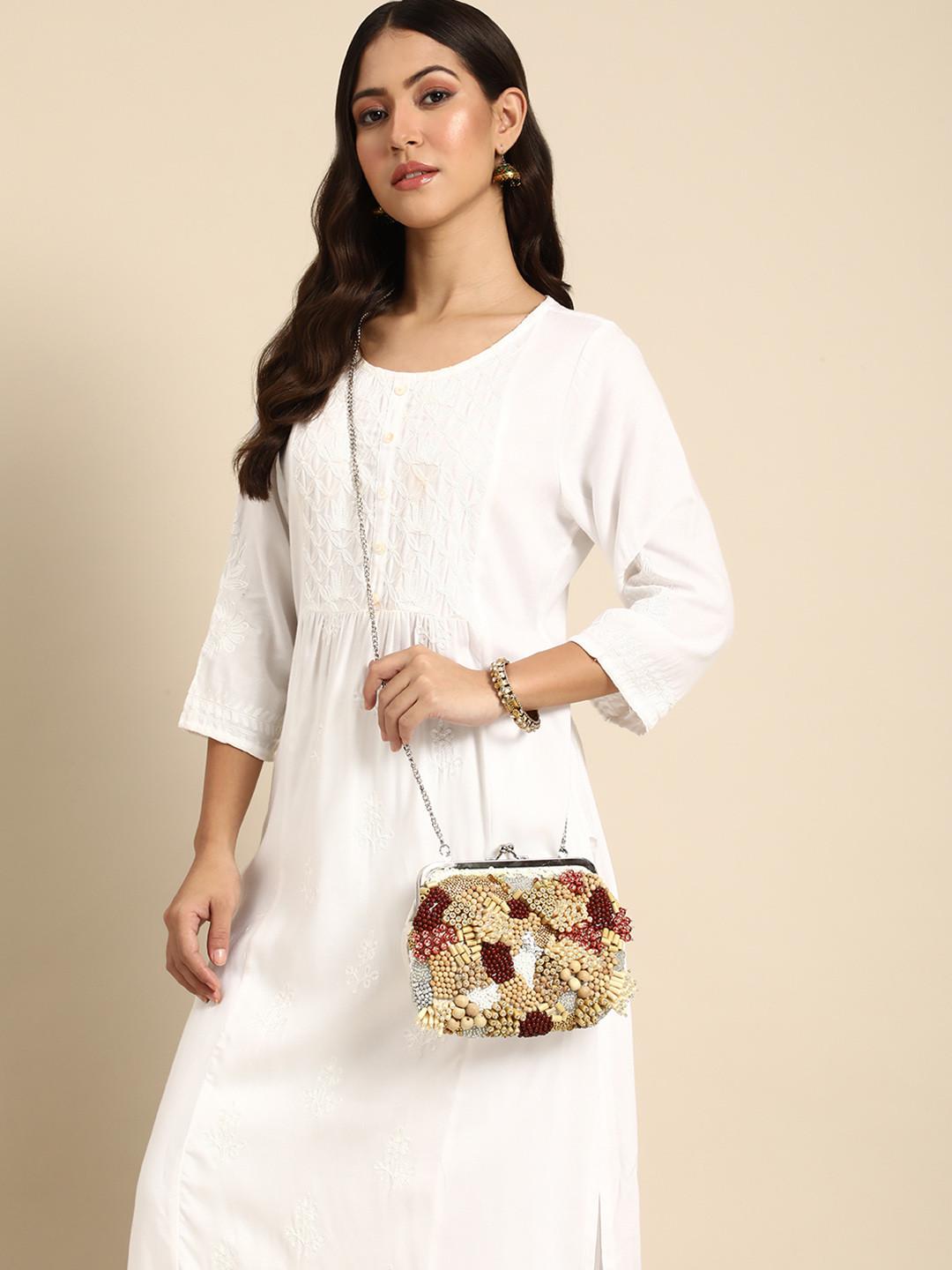 Sangria Embellished Structured Sling Bag