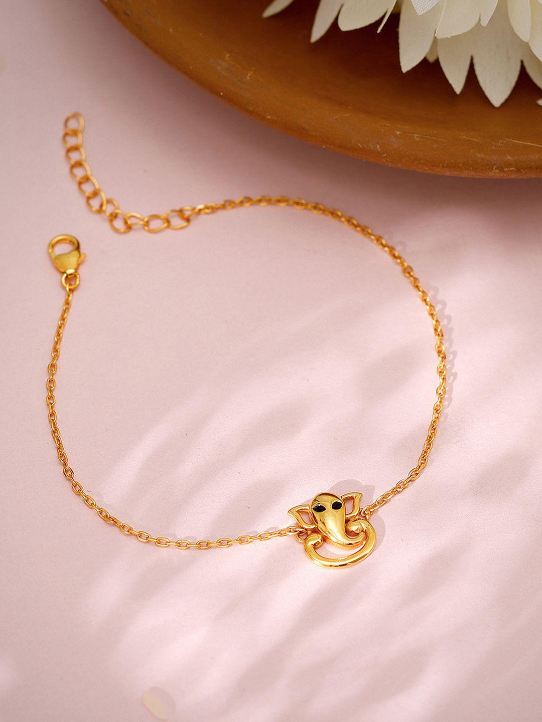 GIVA 925 Silver Gold-Plated Lord Ganesh Rakhi With Roli Chawal