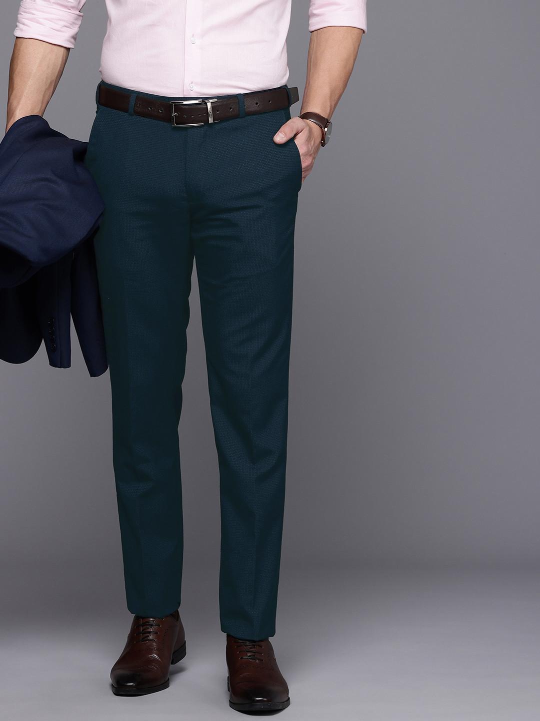 Raymond Men Self-Design Textured Slim Fit Formal Trousers