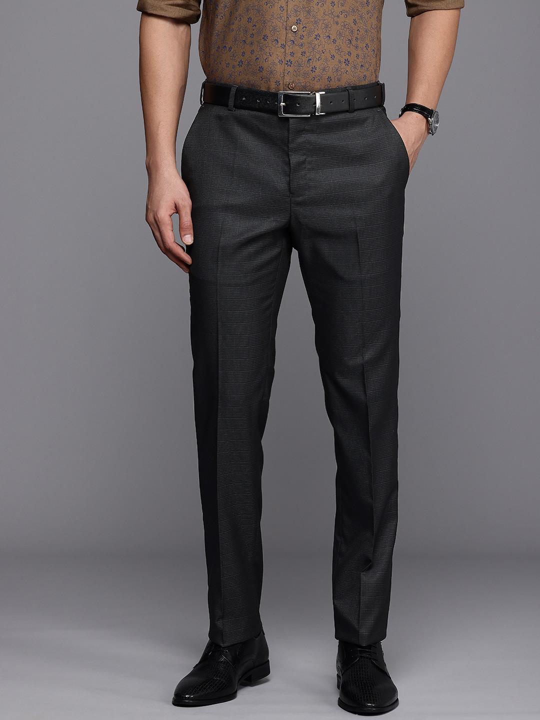 Raymond Men Slim Fit Checked Formal Trousers