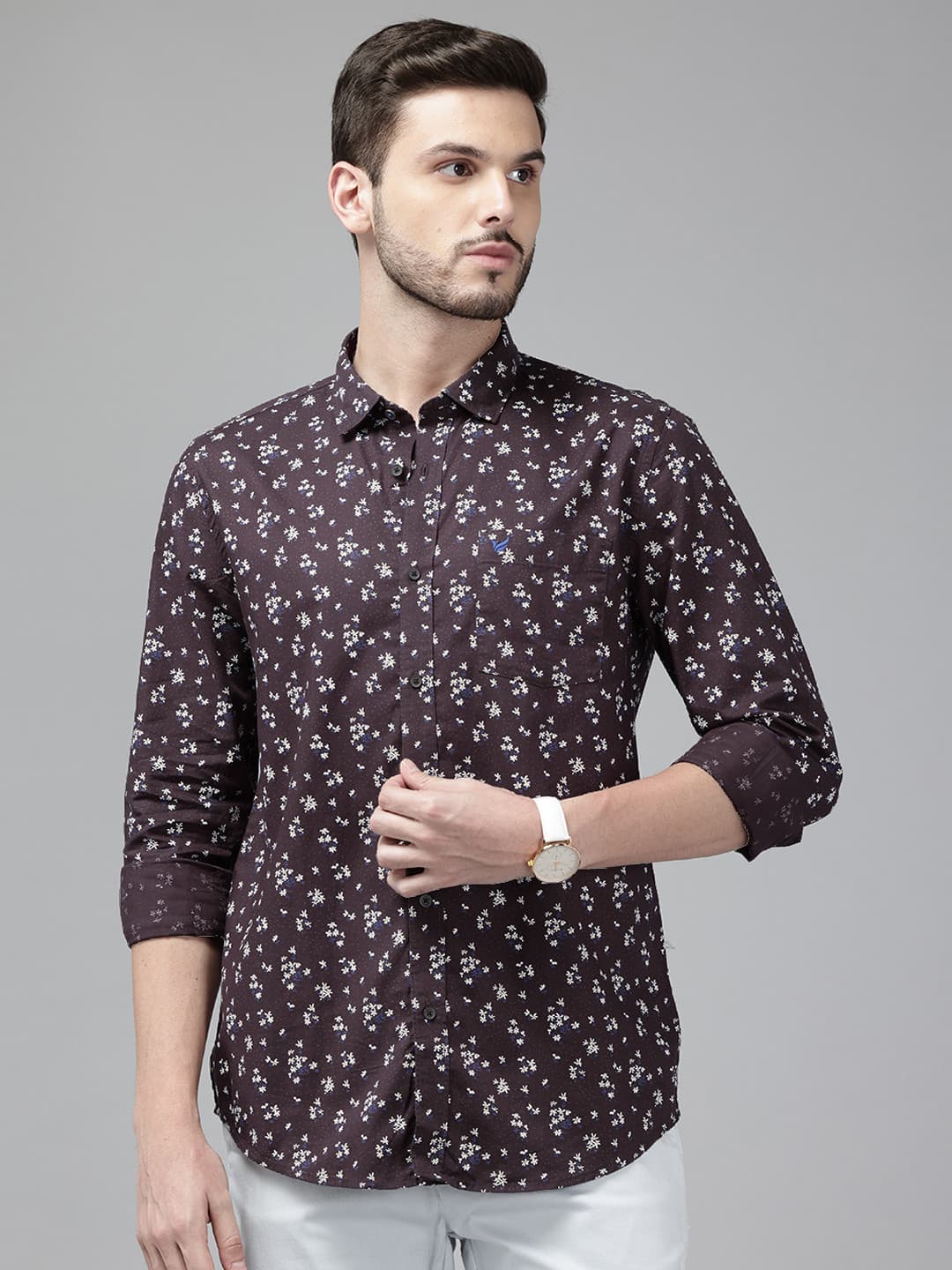 Blackberrys Men Slim Fit Pure Cotton Floral Printed Casual Shirt