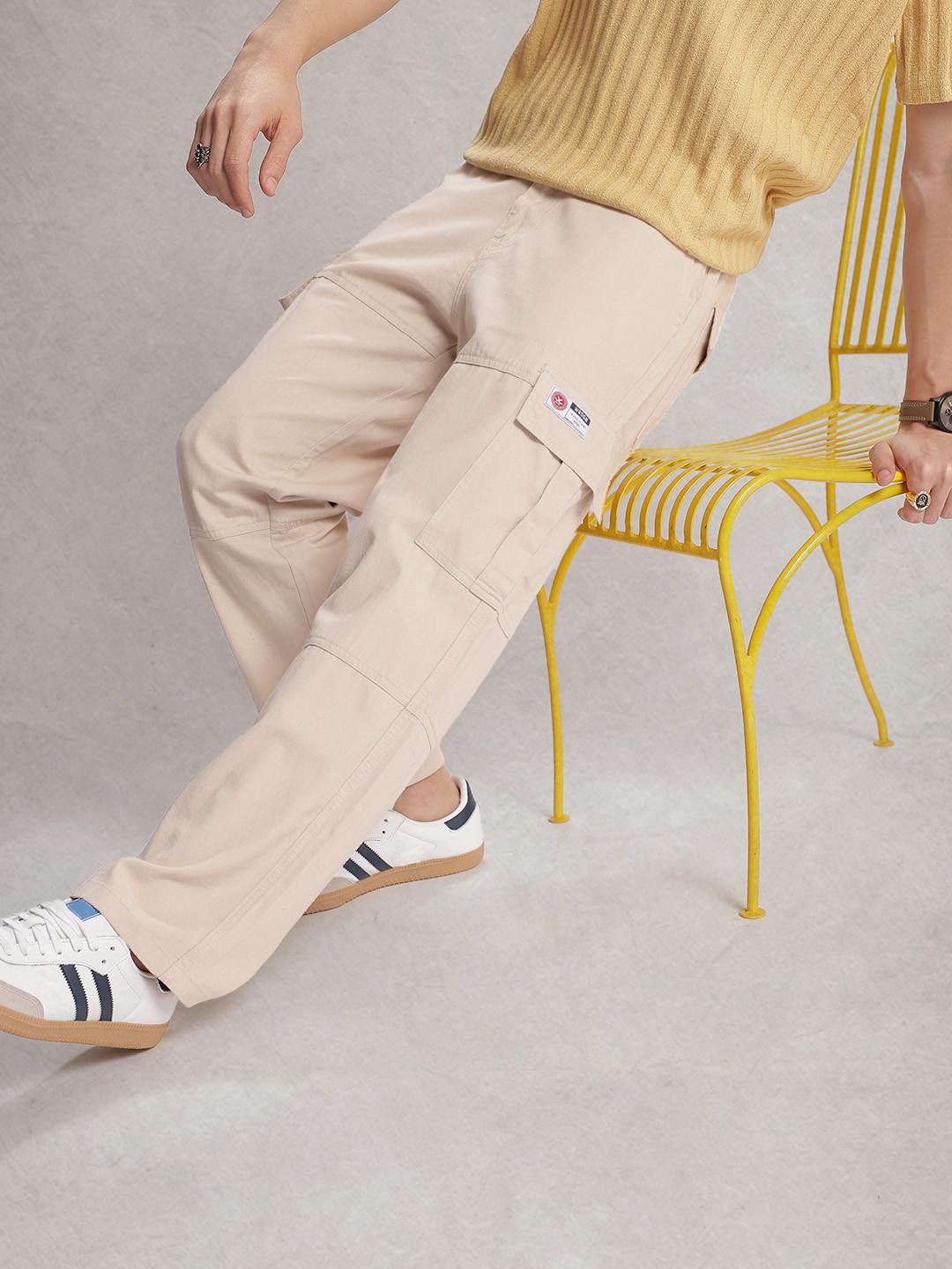 WROGN Men Pure Cotton Oversized Cargos Trousers