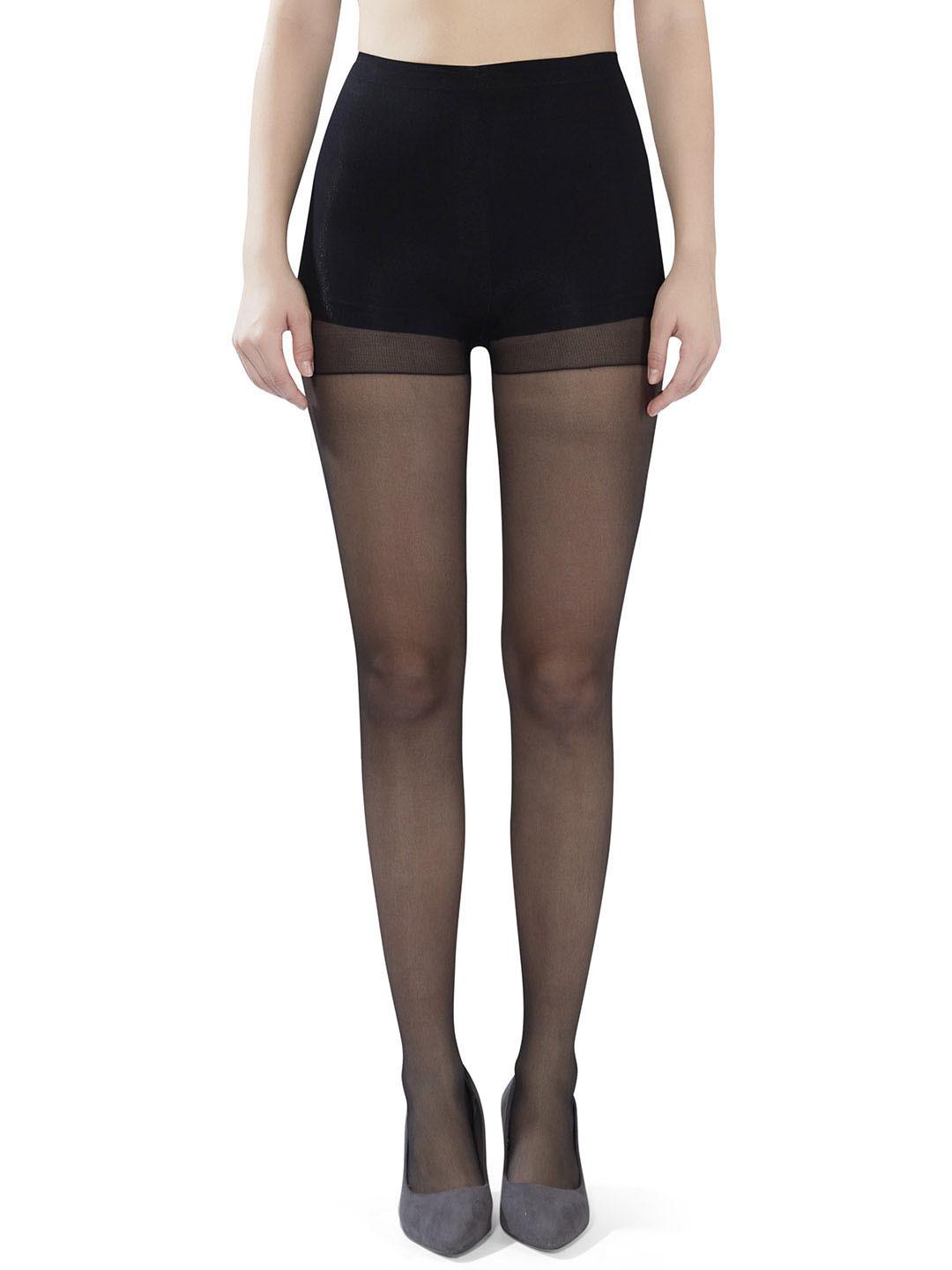 PLUMBURY Women Solid High Waist Pantyhose Sheer Tights Stockings