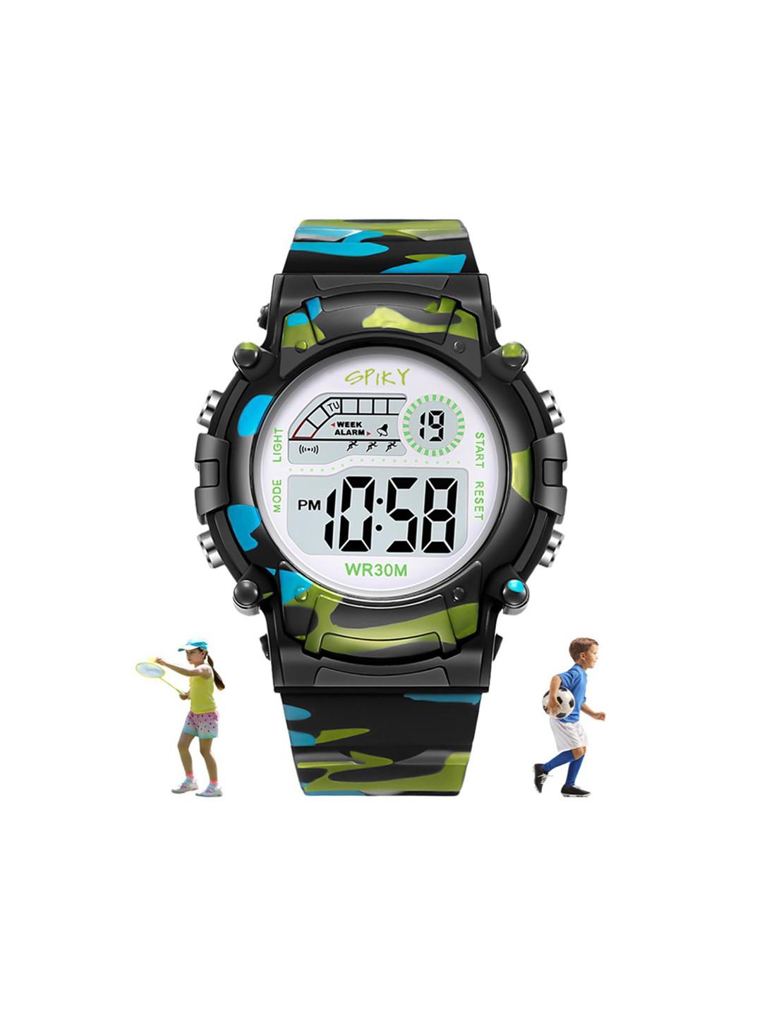 Spiky Kids Dial & Textured Straps Digital Automatic Watch ZEVA8_BLK