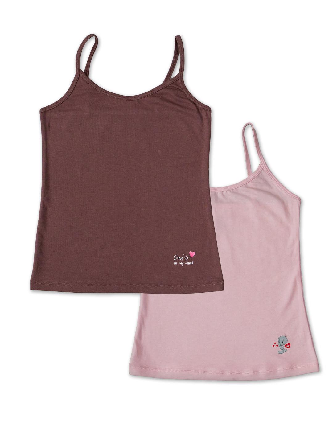 SOIE Girls Pack of 2 Cotton Non Padded Camisole
