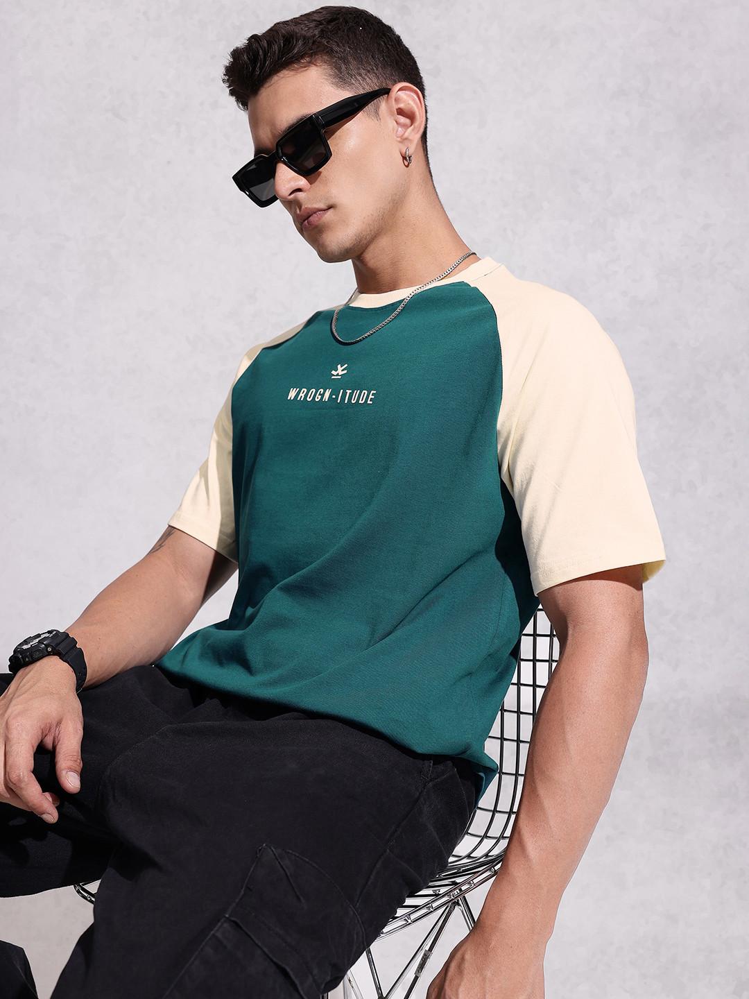WROGN Pure Cotton Raglan Sleeves Oversized T-shirt