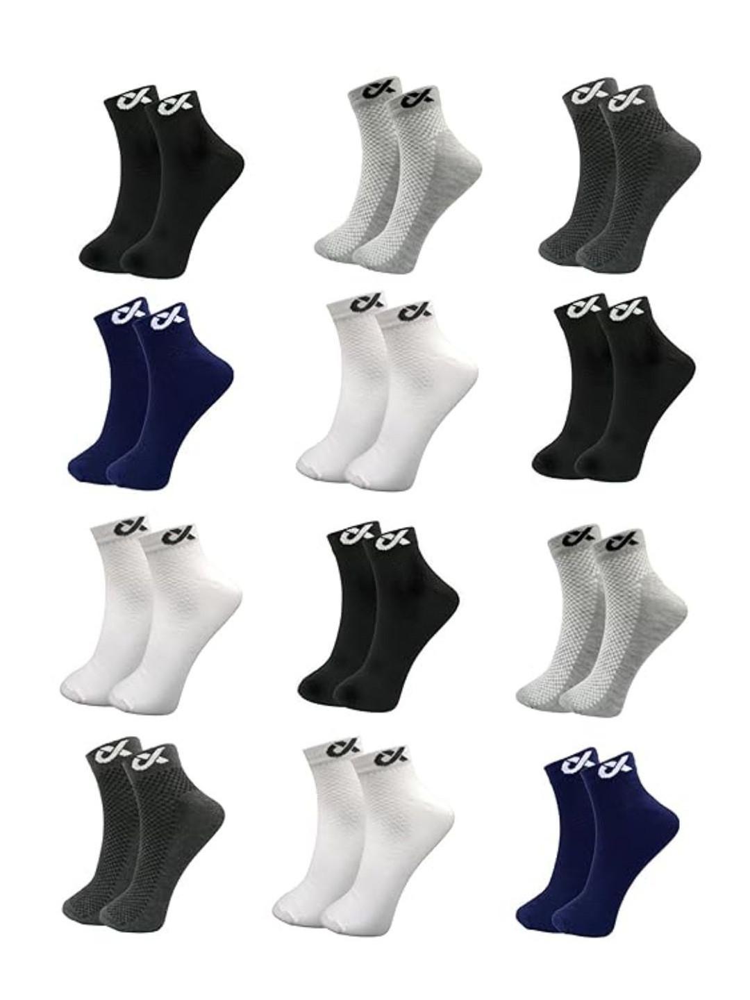 Xjarvis Unisex Pack Of 12 Assorted Printed Ankle Length Sports Socks