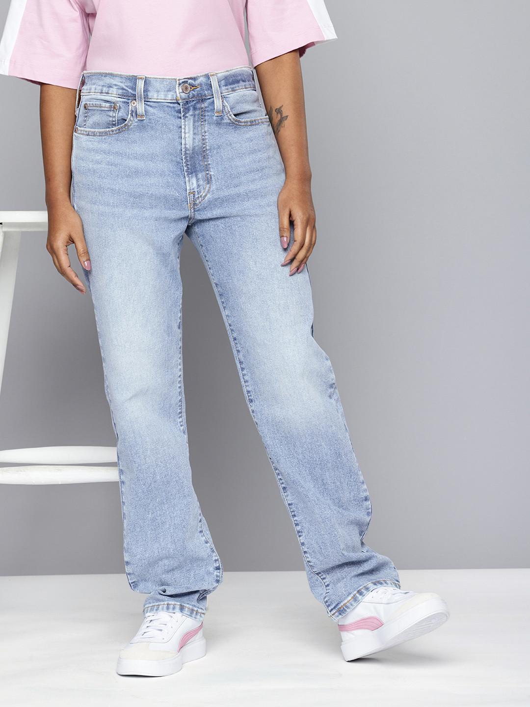 Levis Women's Blue Wedgie Straight Fit Mid Rise Jeans