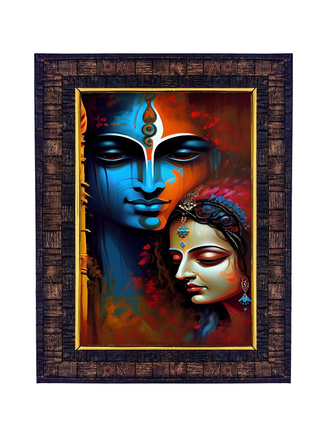 Hawai Blue & Red Radha Krishna Wooden Wall Photo Frame